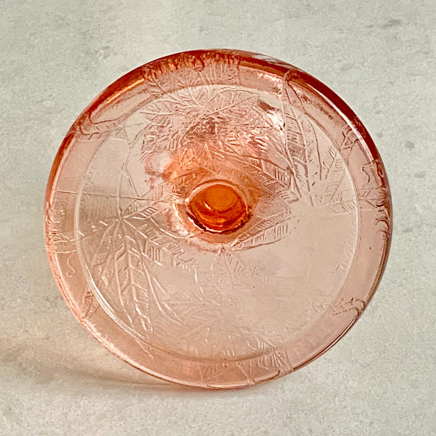 Vintage Jeannette Glass Floral Poinsettia Etched Pink Candle Holders (circa 1932 - 1935) - Set of 2