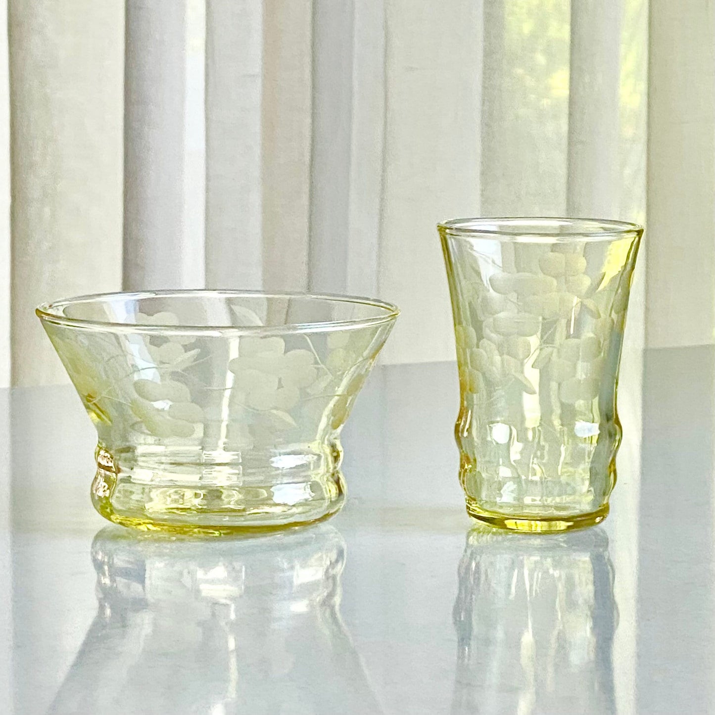 Vintage Yellow Etched Bowls - 15 Available