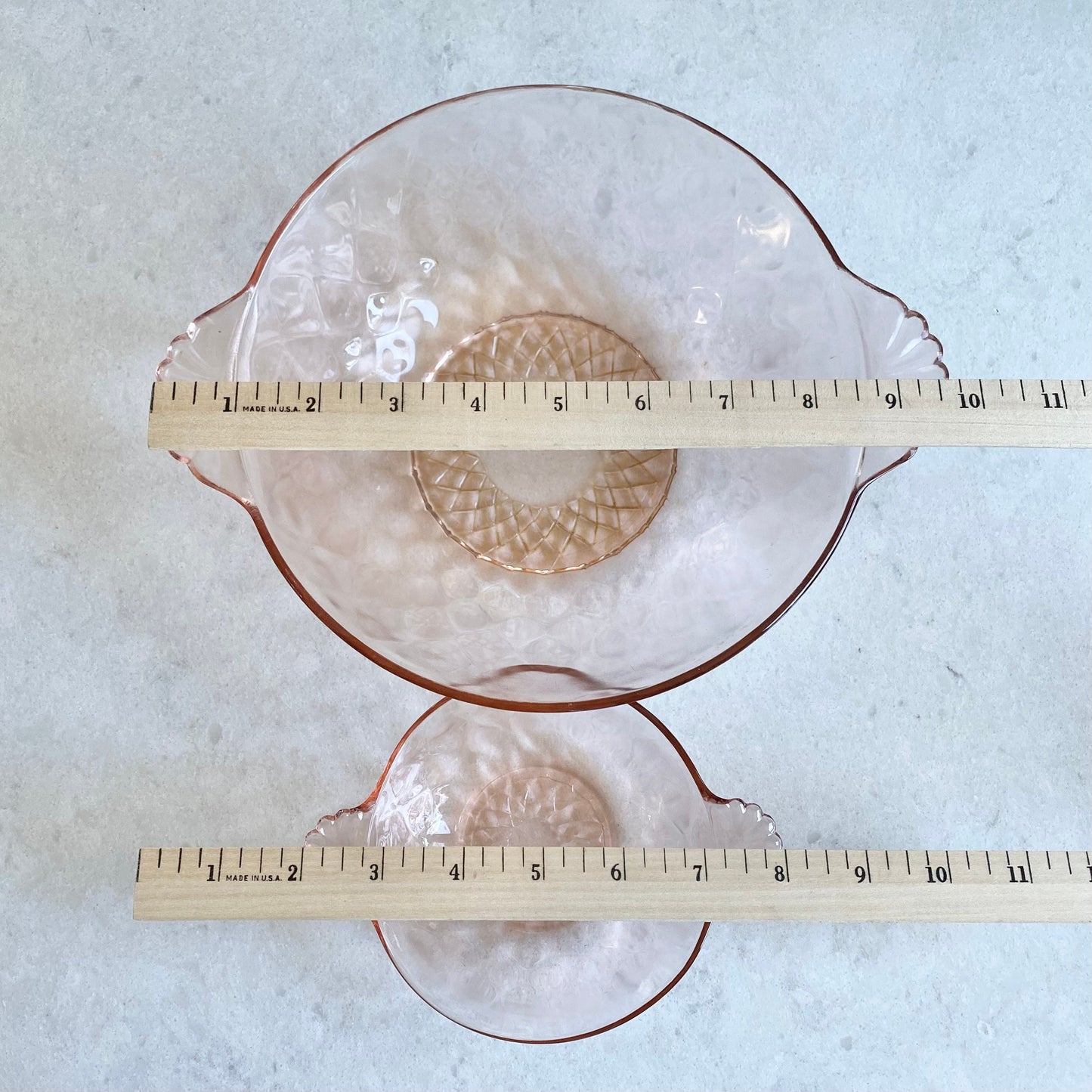 Vintage Anchor Hocking Pink Diamond Pattern Bowls - 12 Piece Set