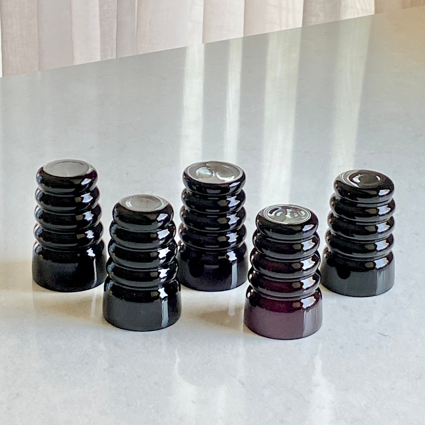 Vintage Black Amethyst Banded Glasses - Set of 5
