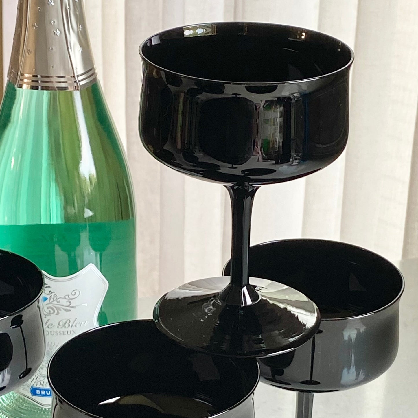 Vintage Lenox Midnight Mood Black Glasses (circa 1974 - 1982) - Set of 12