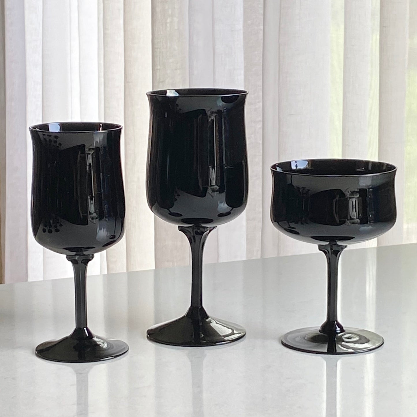 Vintage Lenox Midnight Mood Black Glasses (circa 1974 - 1982) - Set of 12