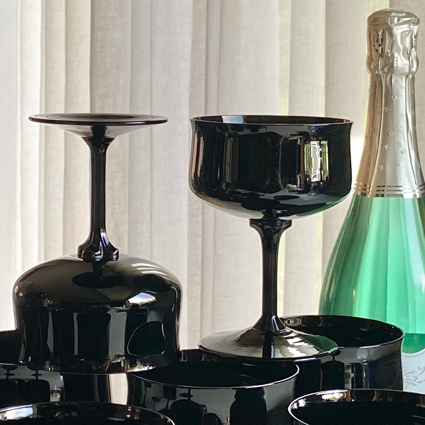 Vintage Lenox Midnight Mood Black Glasses (circa 1974 - 1982) - Set of 12