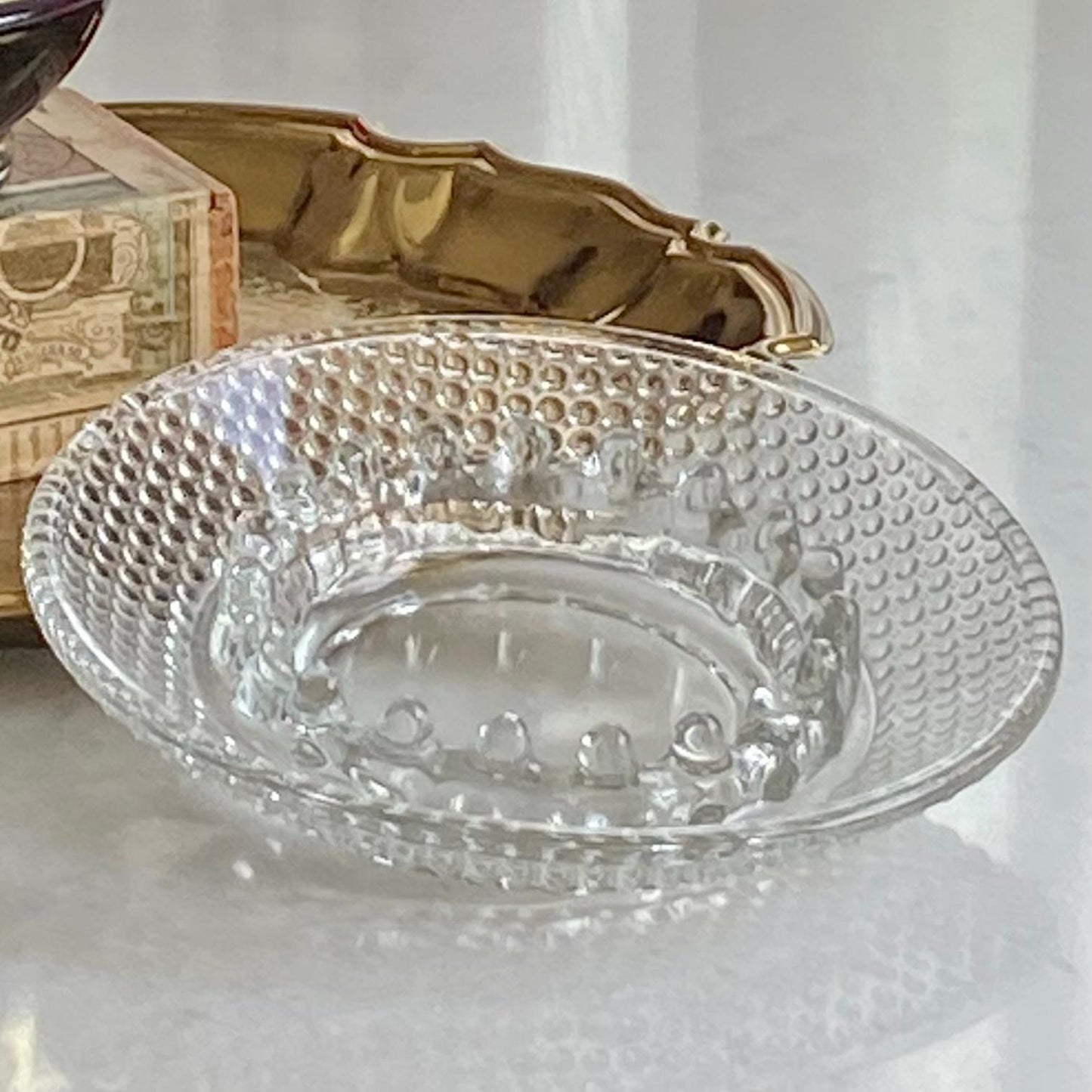 Vintage Duncan & Miller Hobnail Spinning Wheel Ashtray - Large Size, 6-1/2 in.