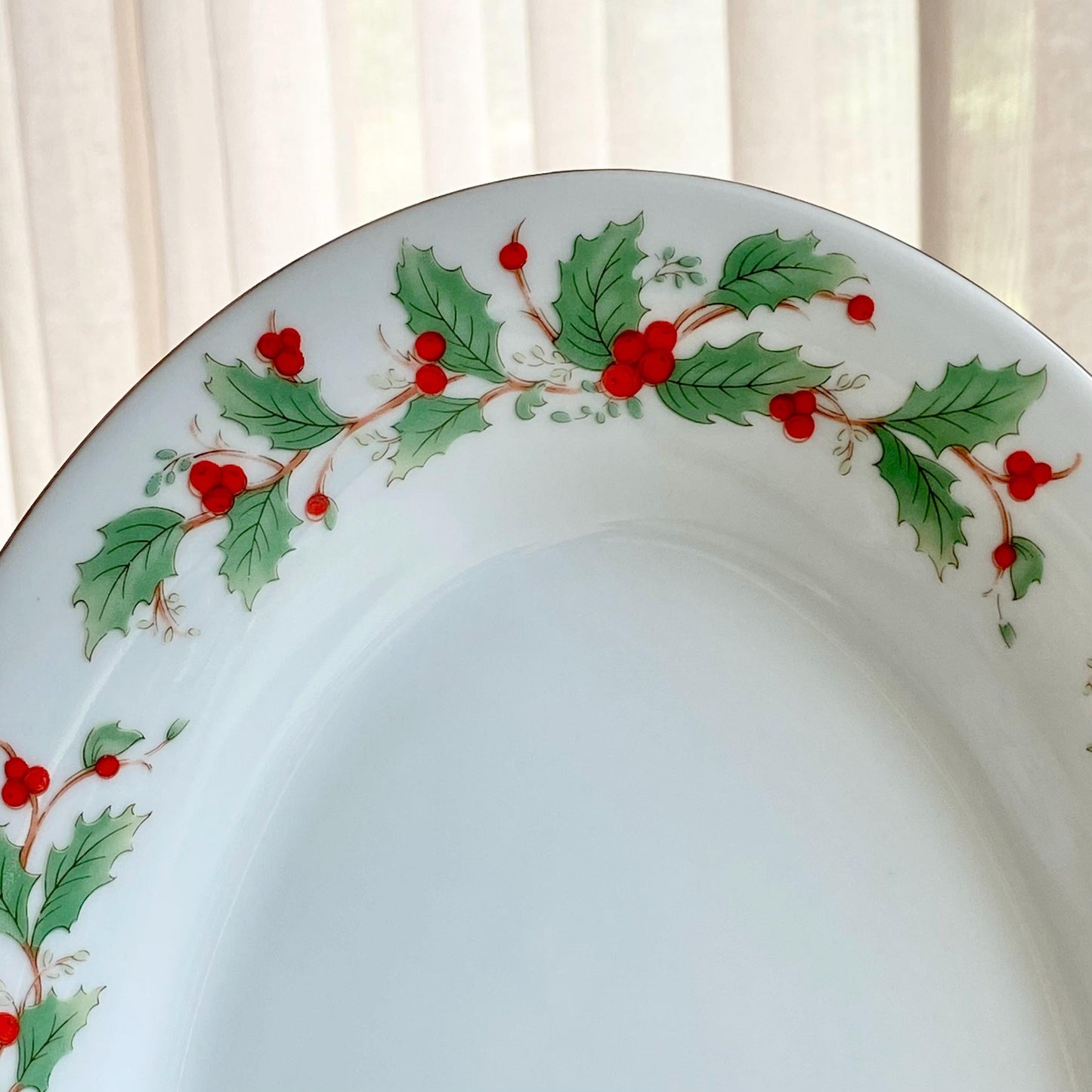 Vintage China Pearl Noel Oval Serving Platters - Two Available