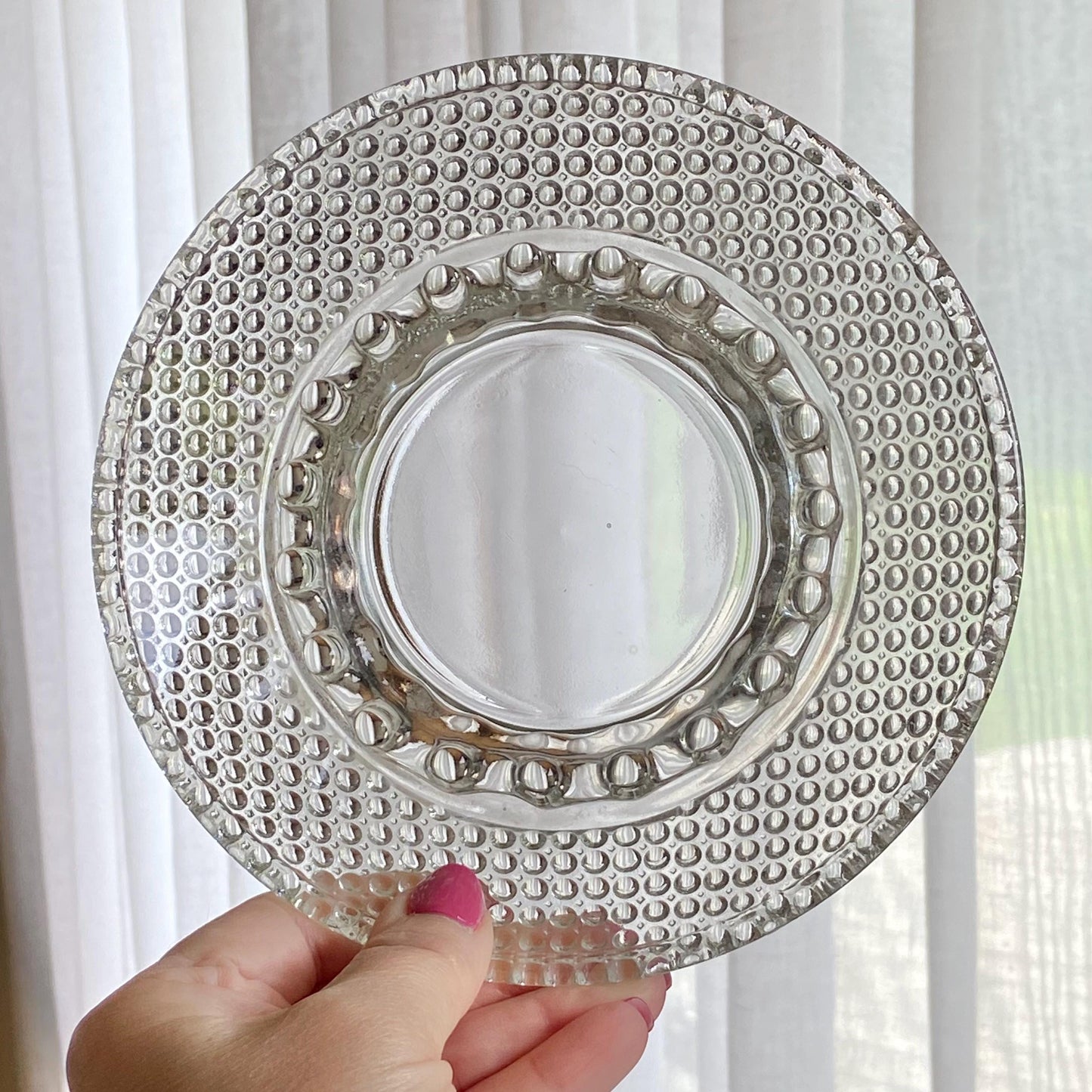Vintage Duncan & Miller Hobnail Spinning Wheel Ashtray - Large Size, 6-1/2 in.