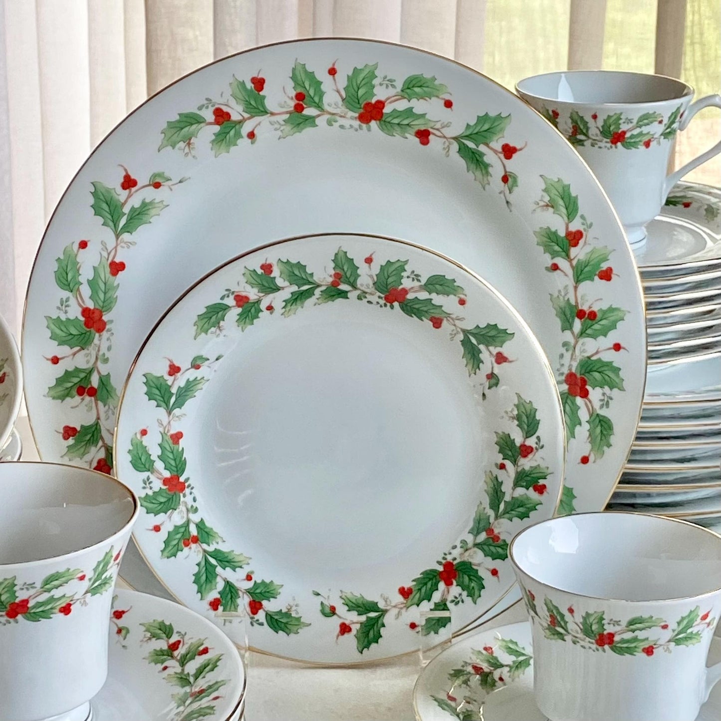 Vintage China Pearl Noel Dishes - Service for 16 available
