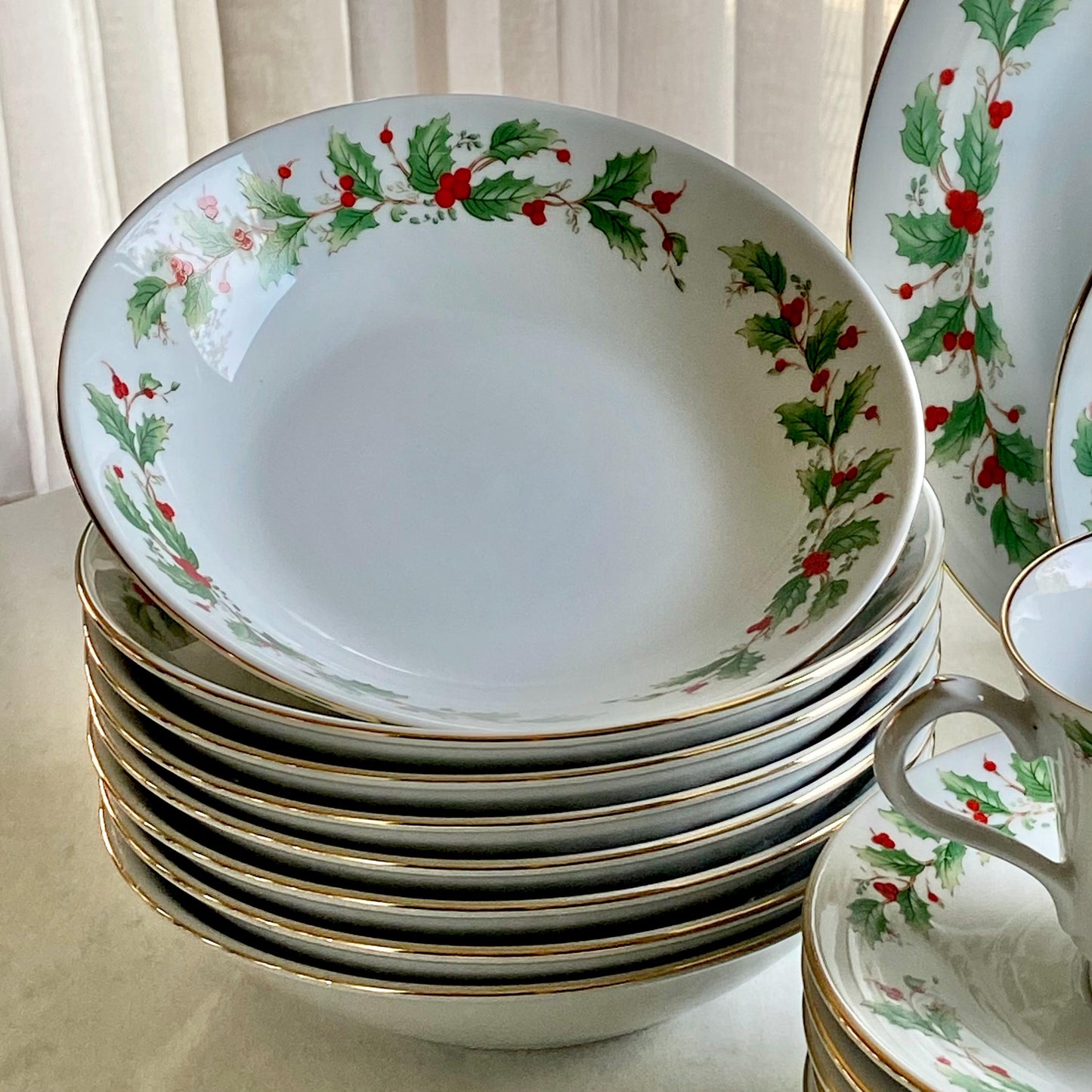 Vintage China Pearl Noel Dishes - Service for 16 available