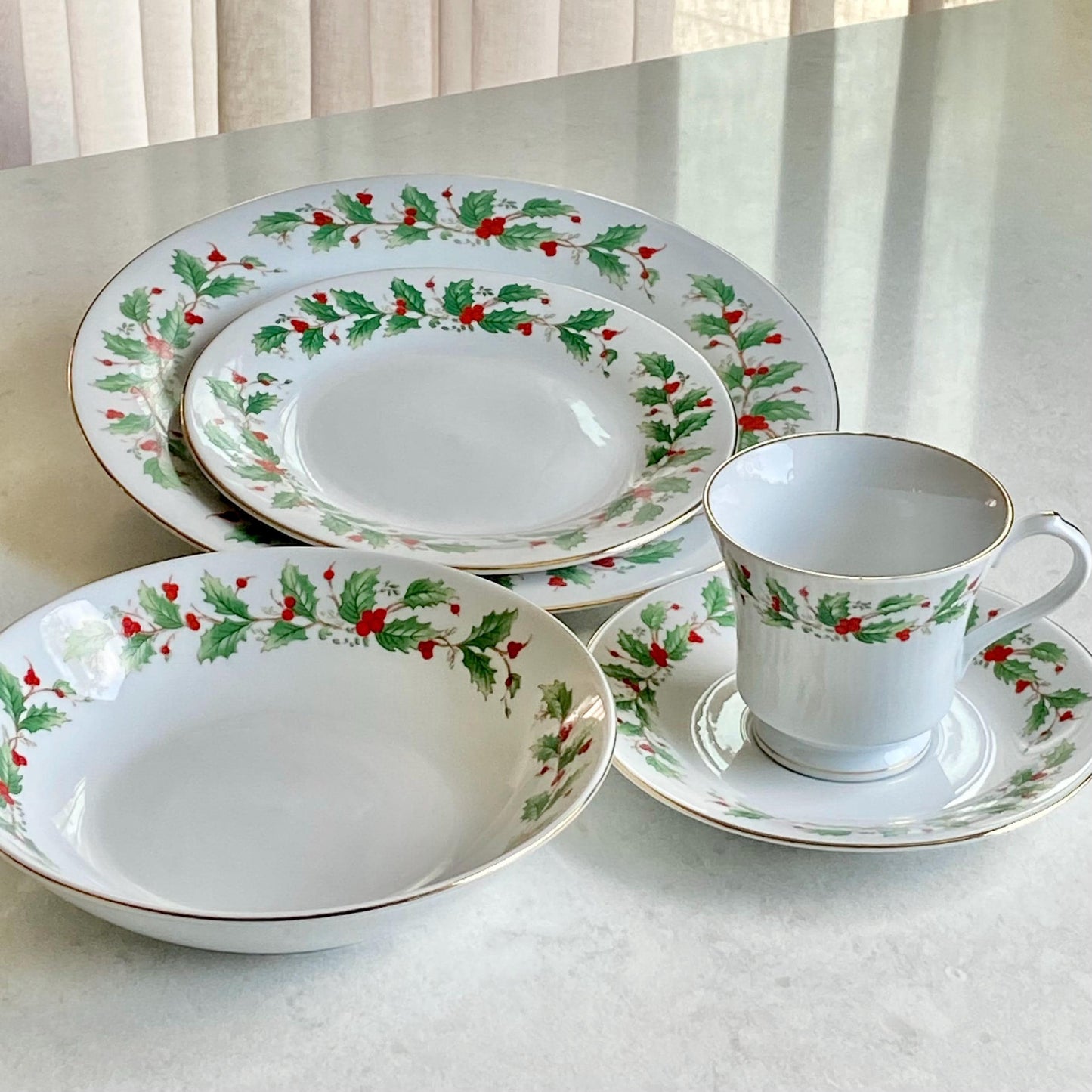 Vintage China Pearl Noel Dishes - Service for 16 available