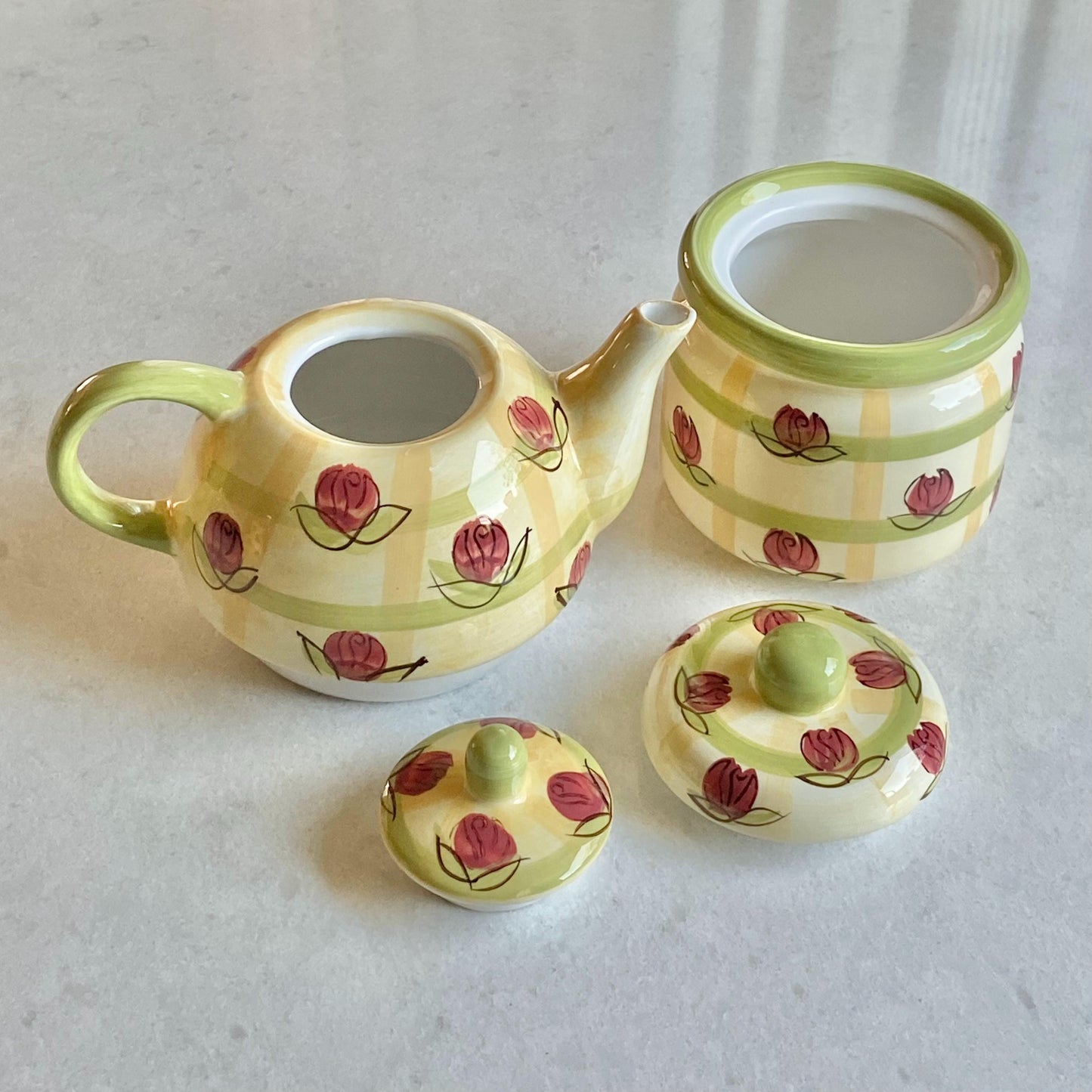 Vintage Royal Norfolk Country Rose Set - Sugar, Creamer, Salt and Pepper Shakers