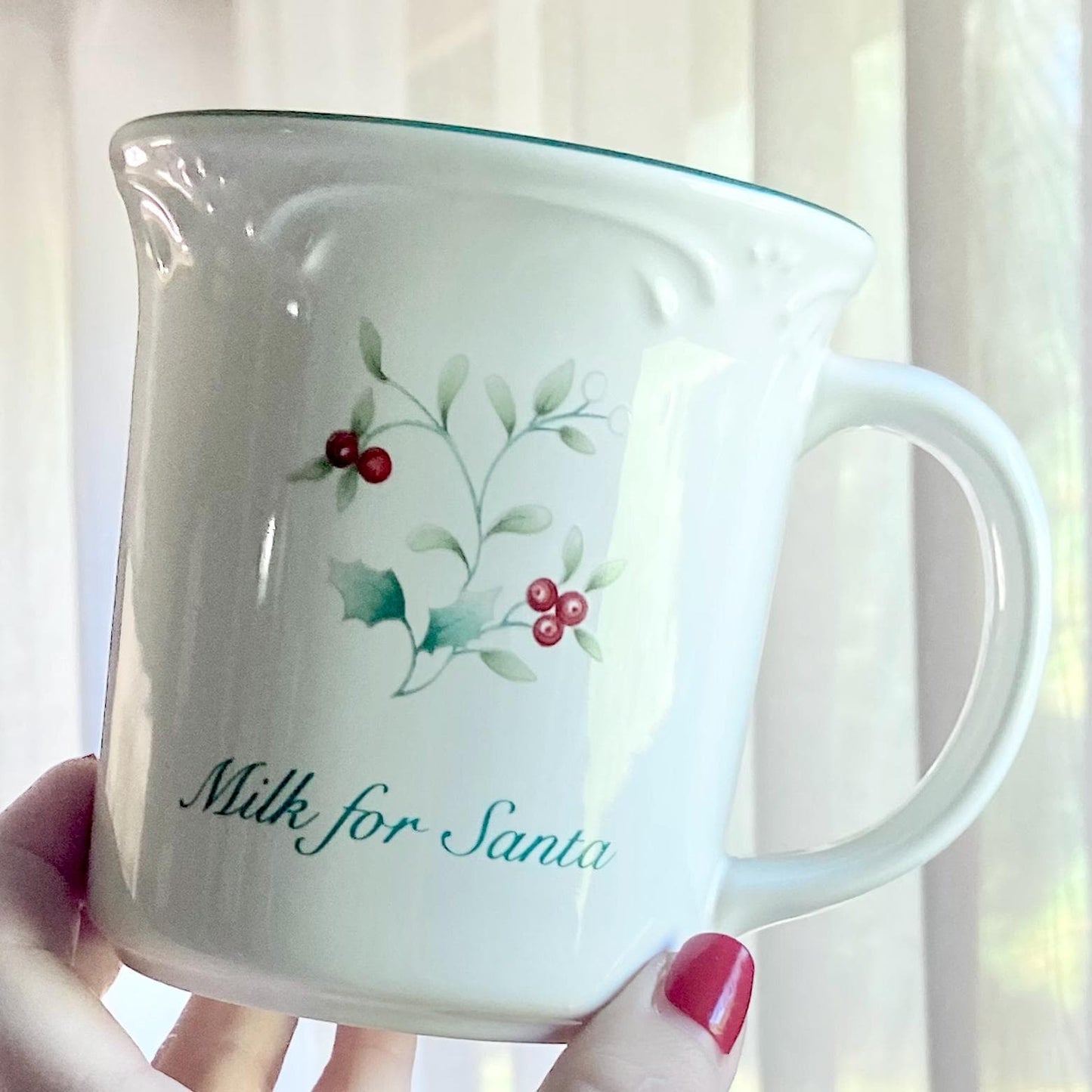 Vintage Pfaltzgraff Winterberry Milk and Cookies for Santa Set - 2 pieces