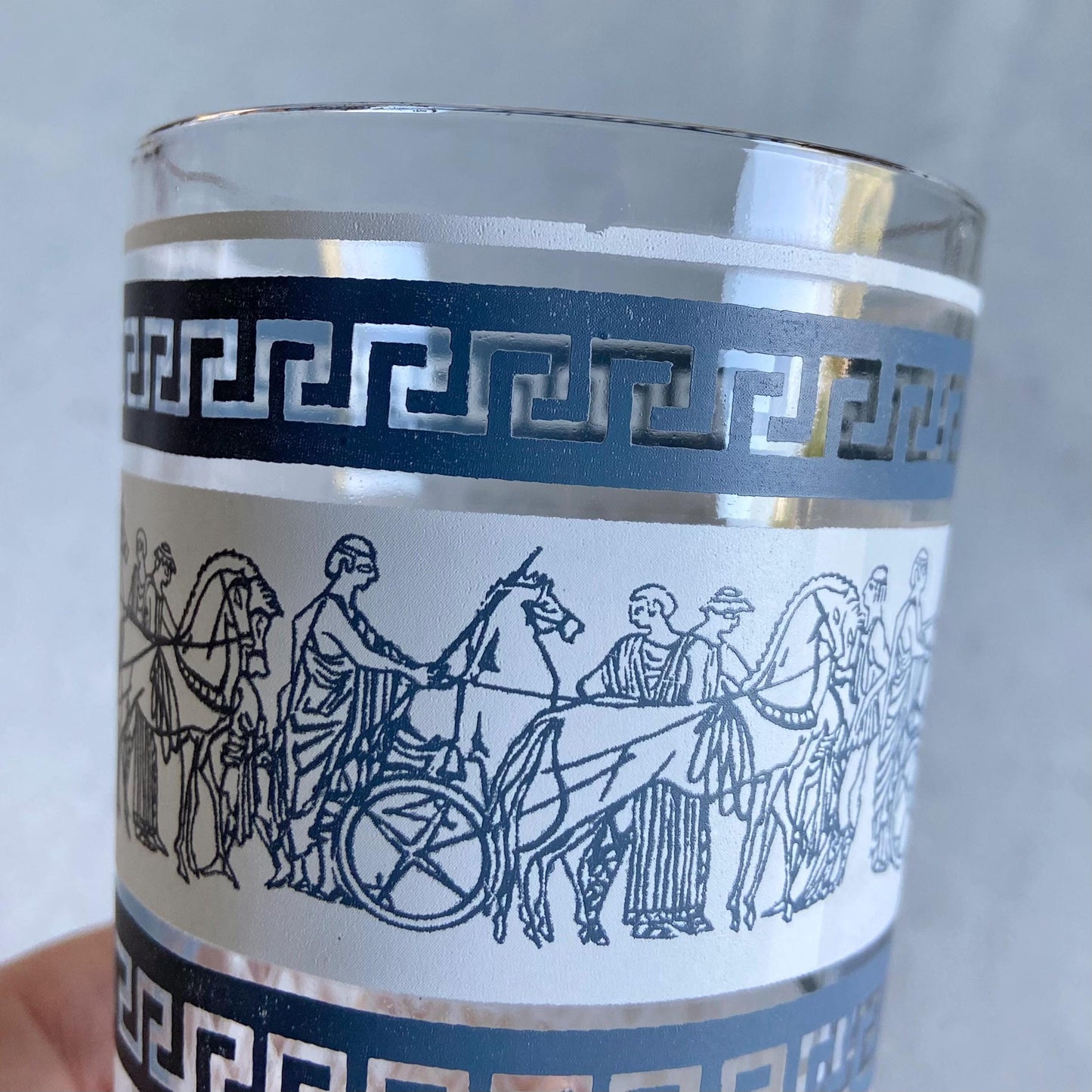 Vintage Jeannette Carrier Caddy and Eight (8) Gold Rimmed Patrician Glasses