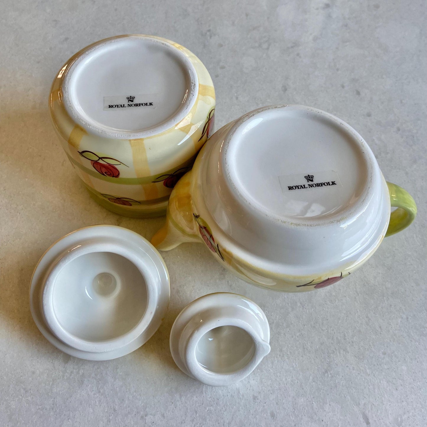 Vintage Royal Norfolk Country Rose Set - Sugar, Creamer, Salt and Pepper Shakers