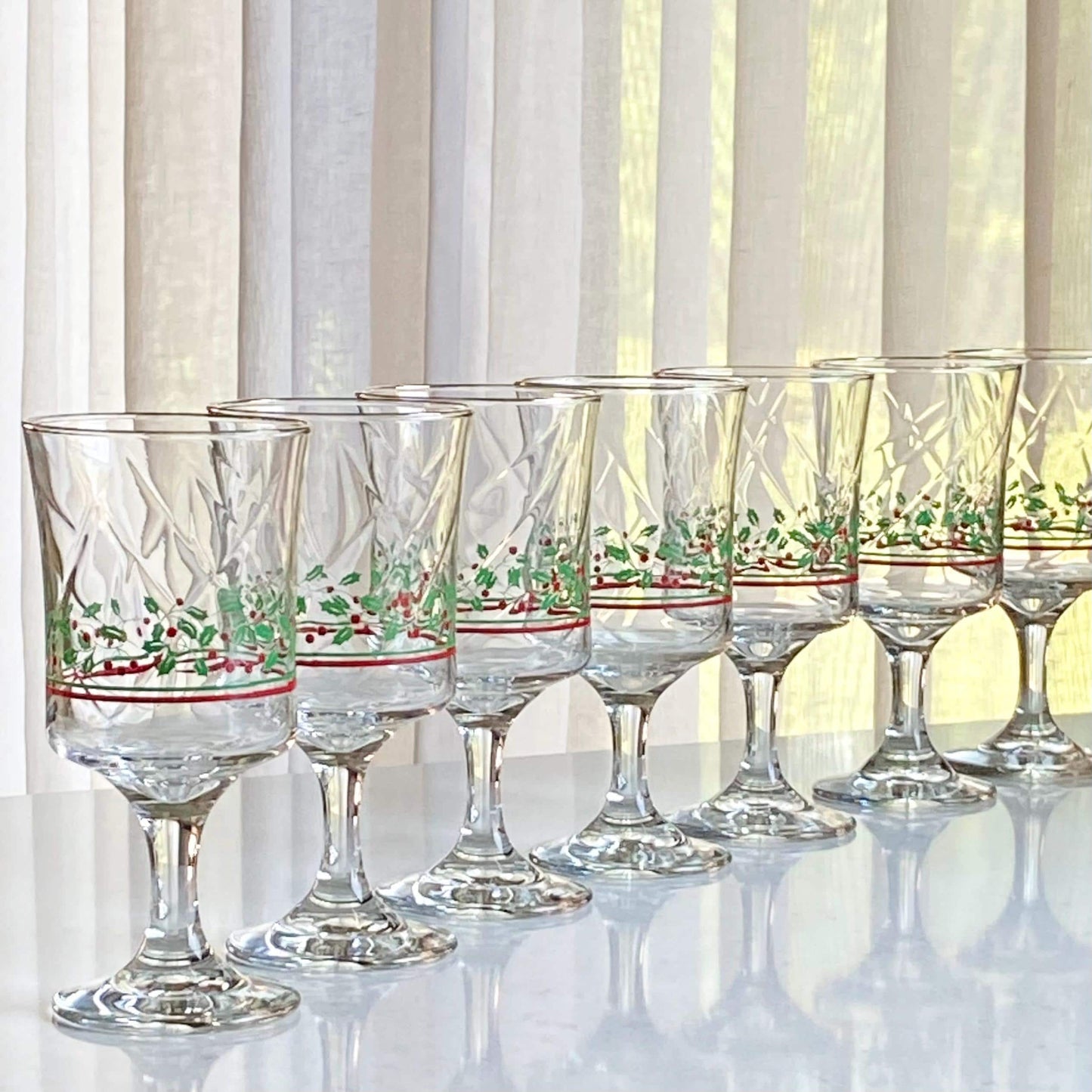 Vintage Arby's Gold Trimmed Christmas Glasses - 24 available, sold in sets of 12