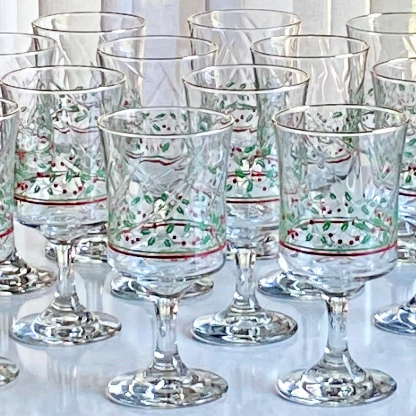 Vintage Arby's Gold Trimmed Christmas Glasses - 24 available, sold in sets of 12
