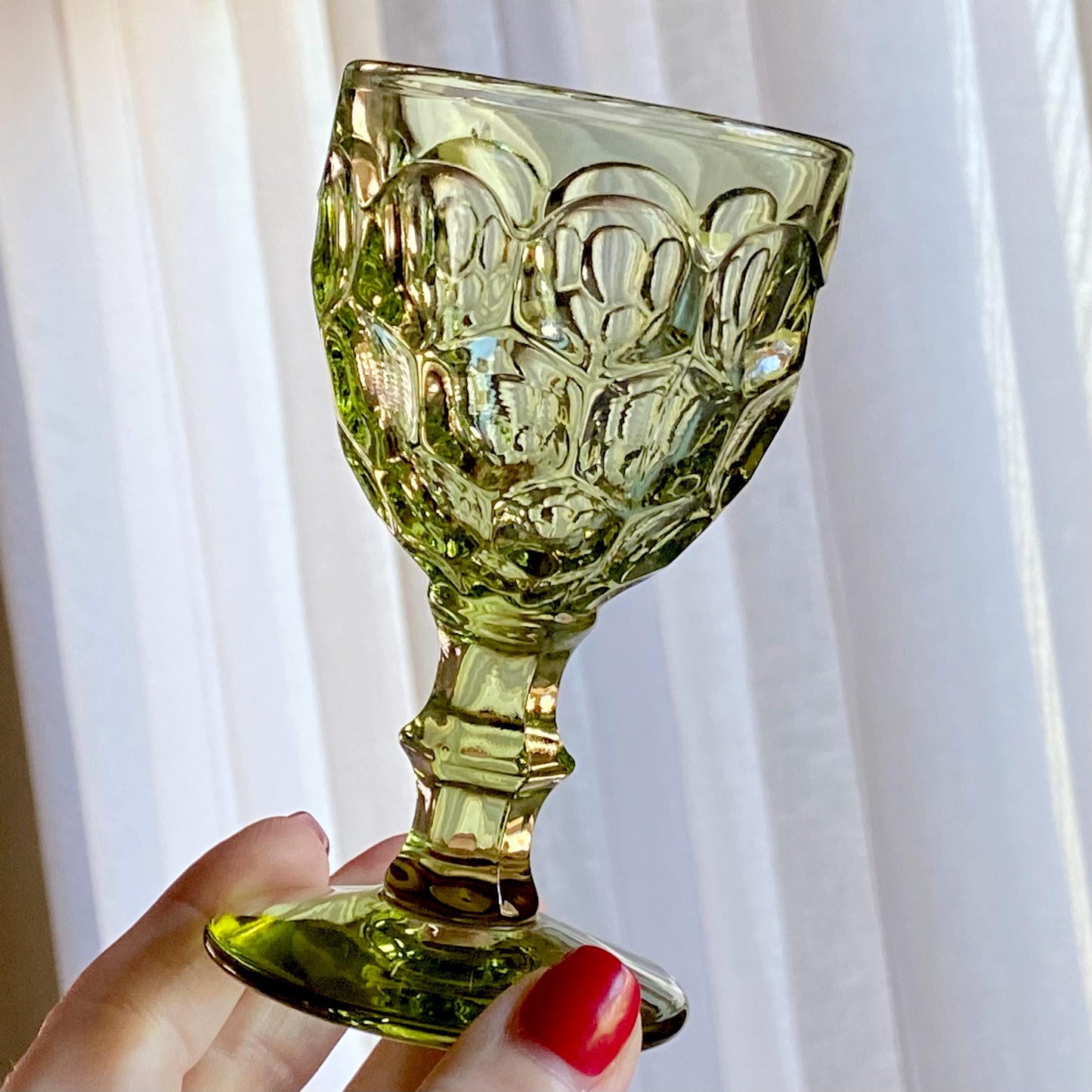 Vintage Imperial Provincial Honeycomb Thumbprint Glasses - Mixed set of 4