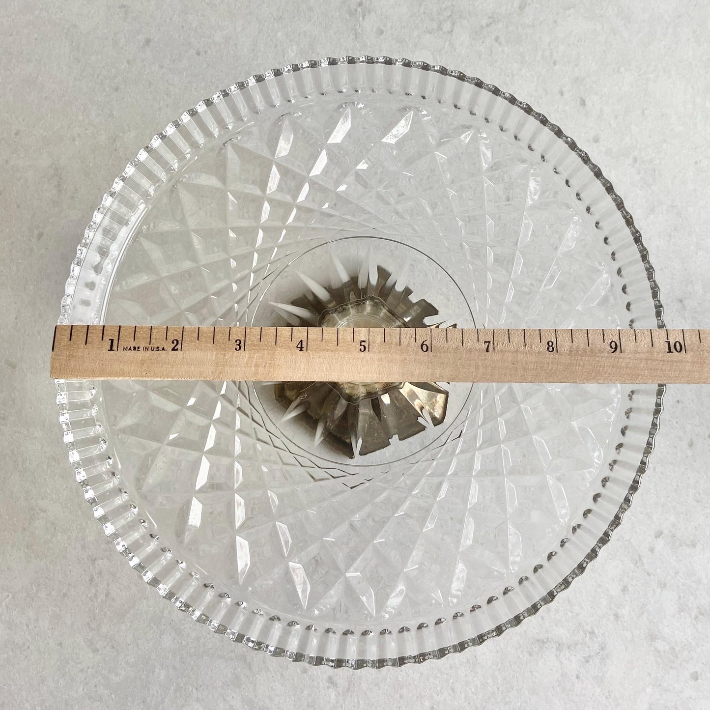 Vintage Teleflora Silver Plate Base 10 Inch Glass Cake Stand