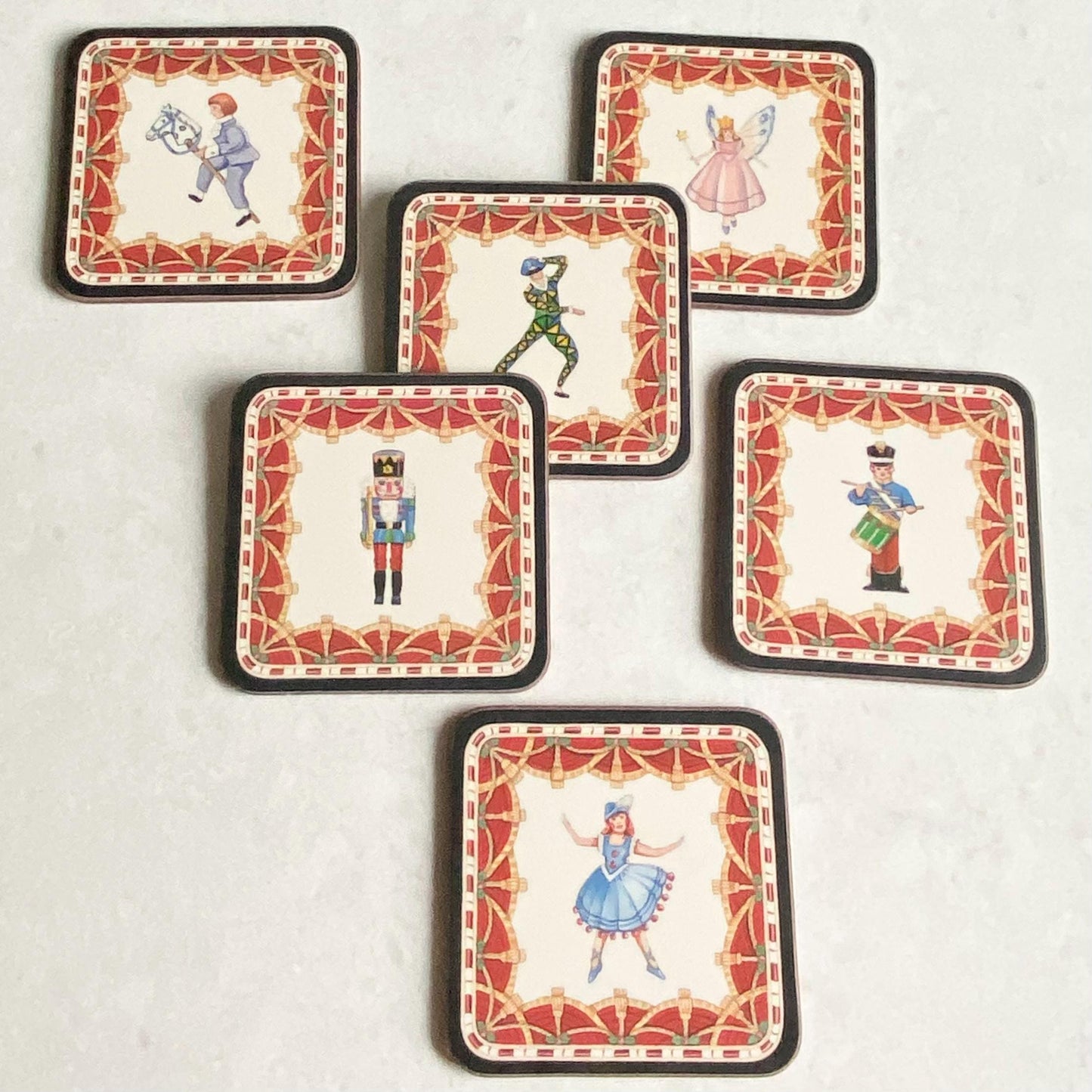 Vintage Pimpernel Christmas Holiday Nutcracker Coasters - Set of 6