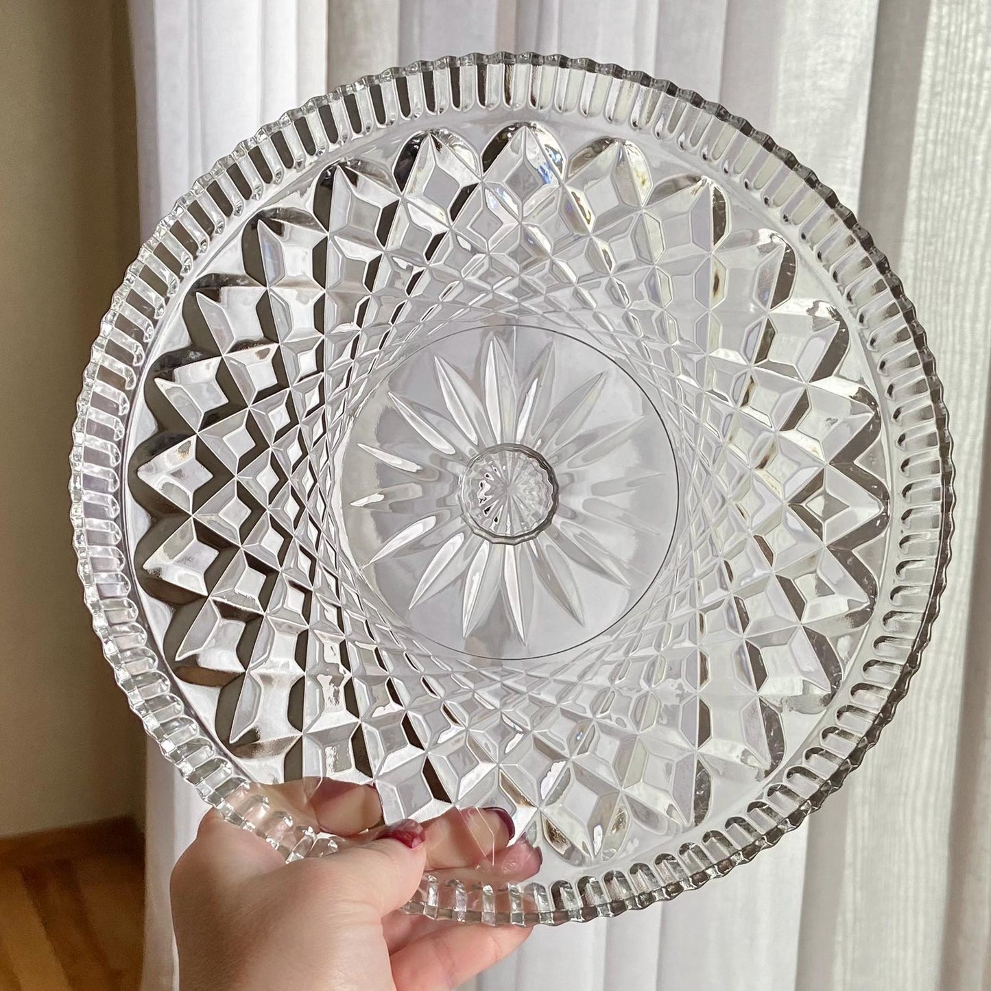 Vintage Teleflora Silver Plate Base 10 Inch Glass Cake Stand