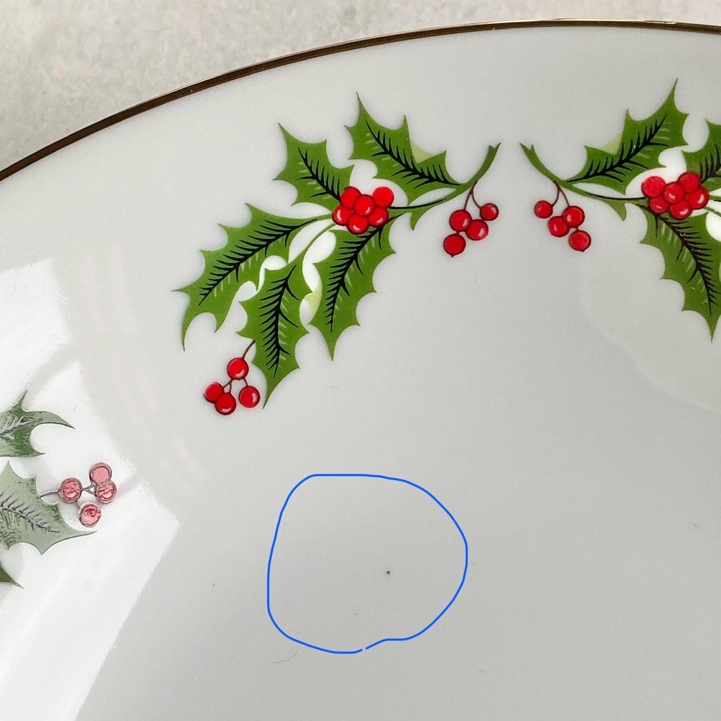 Vintage Kashima Christmas Holly Serving Pieces - Oval Platter and Two Bowls Available