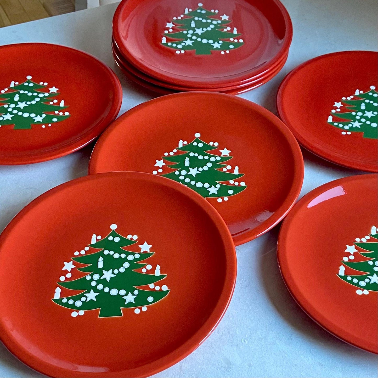 Vintage Waechtersbach Red Christmas Tree 10 Inch Dinner Plates - 22 Available