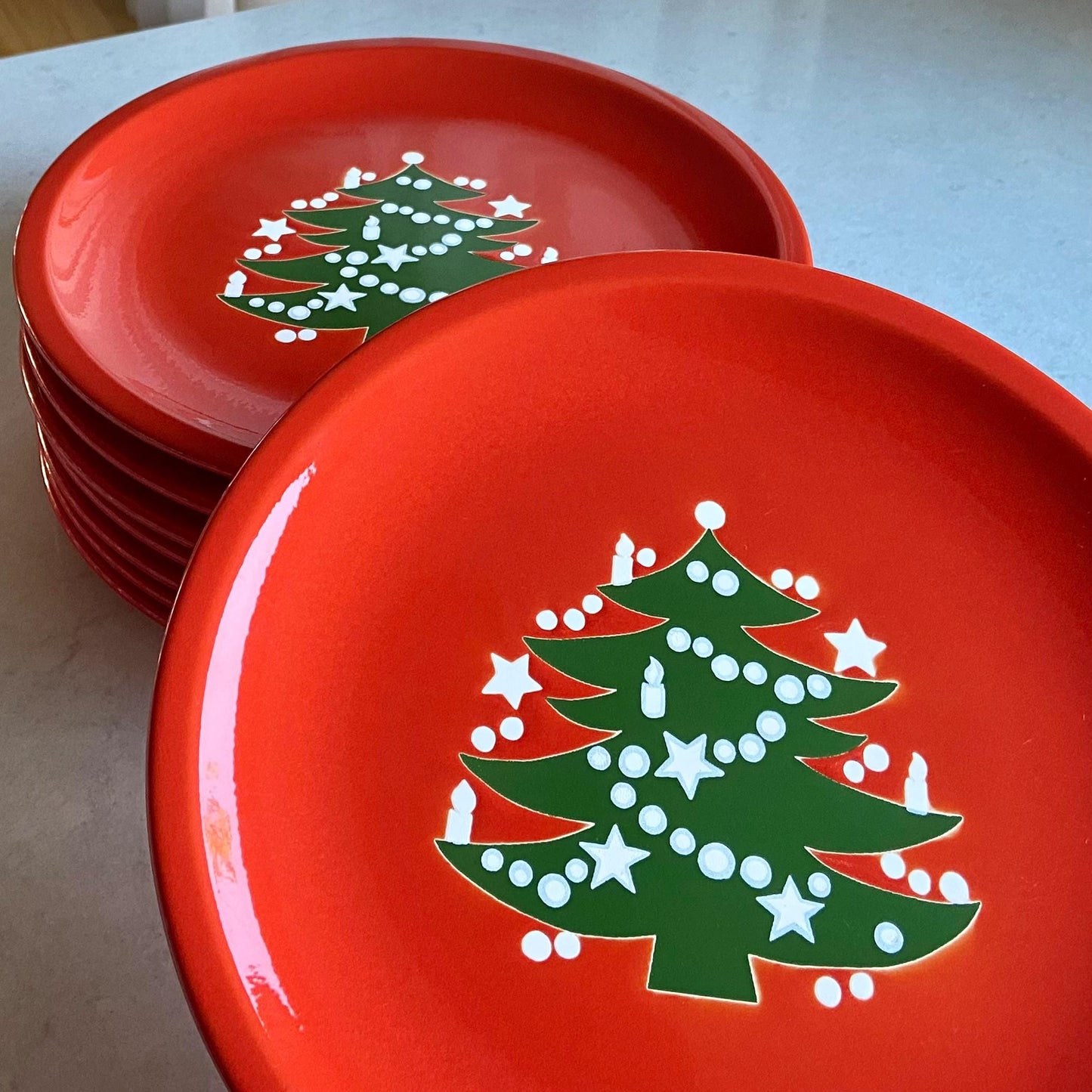 Vintage Waechtersbach Red Christmas Tree 10 Inch Dinner Plates - 22 Available