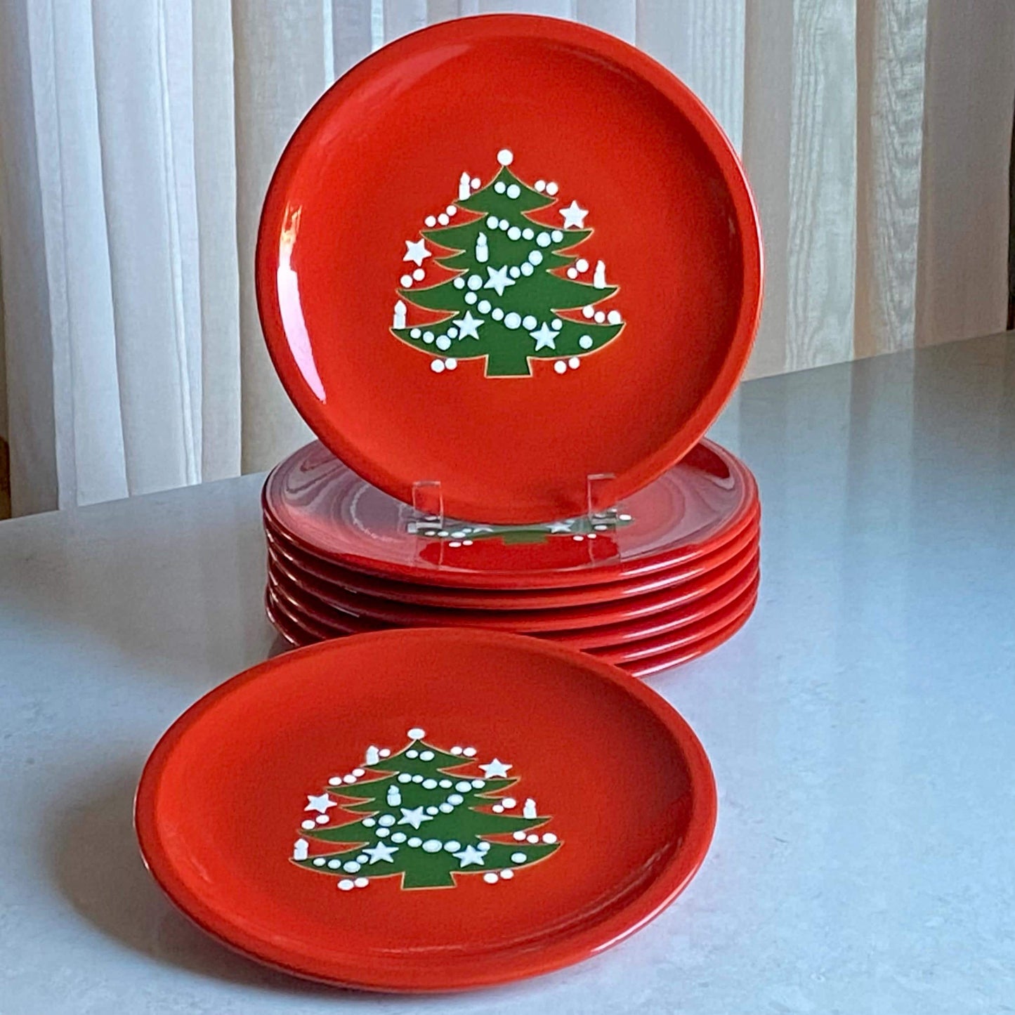 Vintage Waechtersbach Red Christmas Tree 10 Inch Dinner Plates - 22 Available
