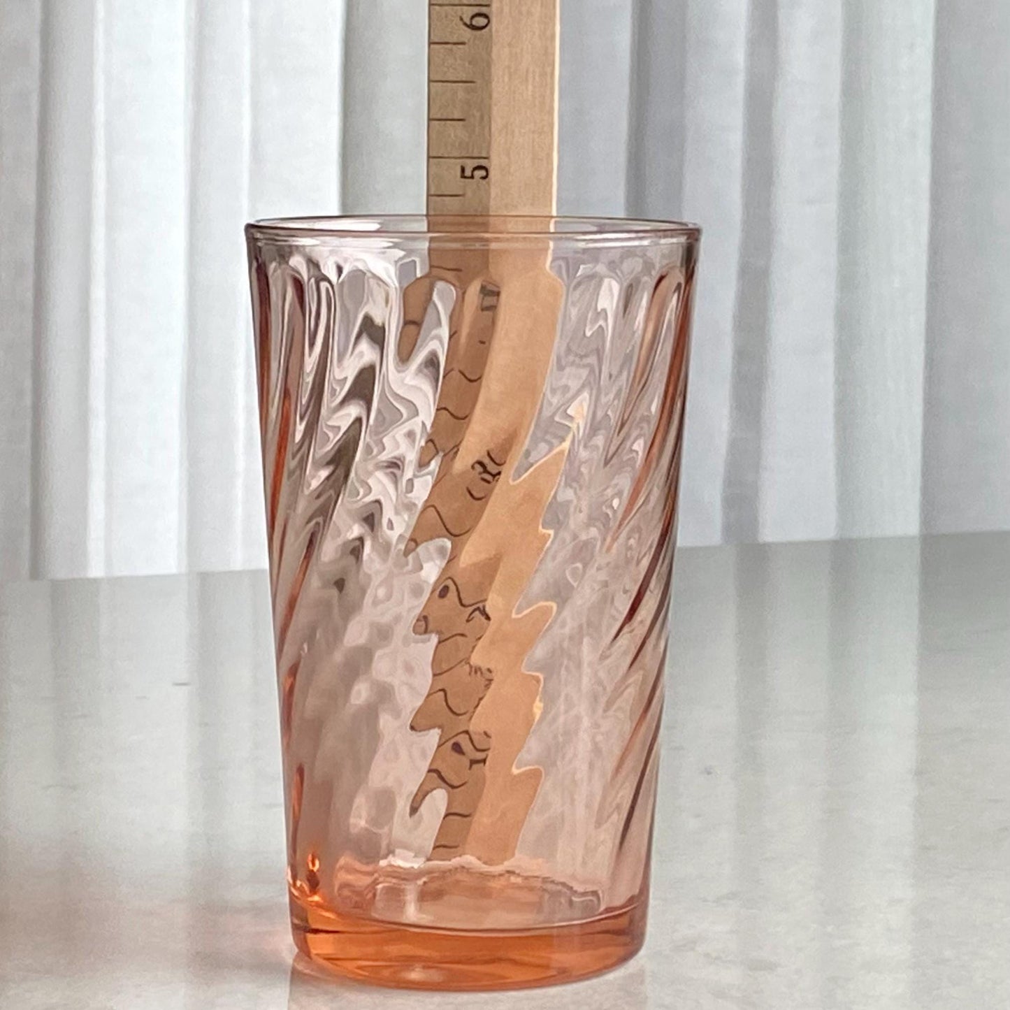 Vintage Rosaline Pink Optic Swirl Tumbler Glasses - Set of 5