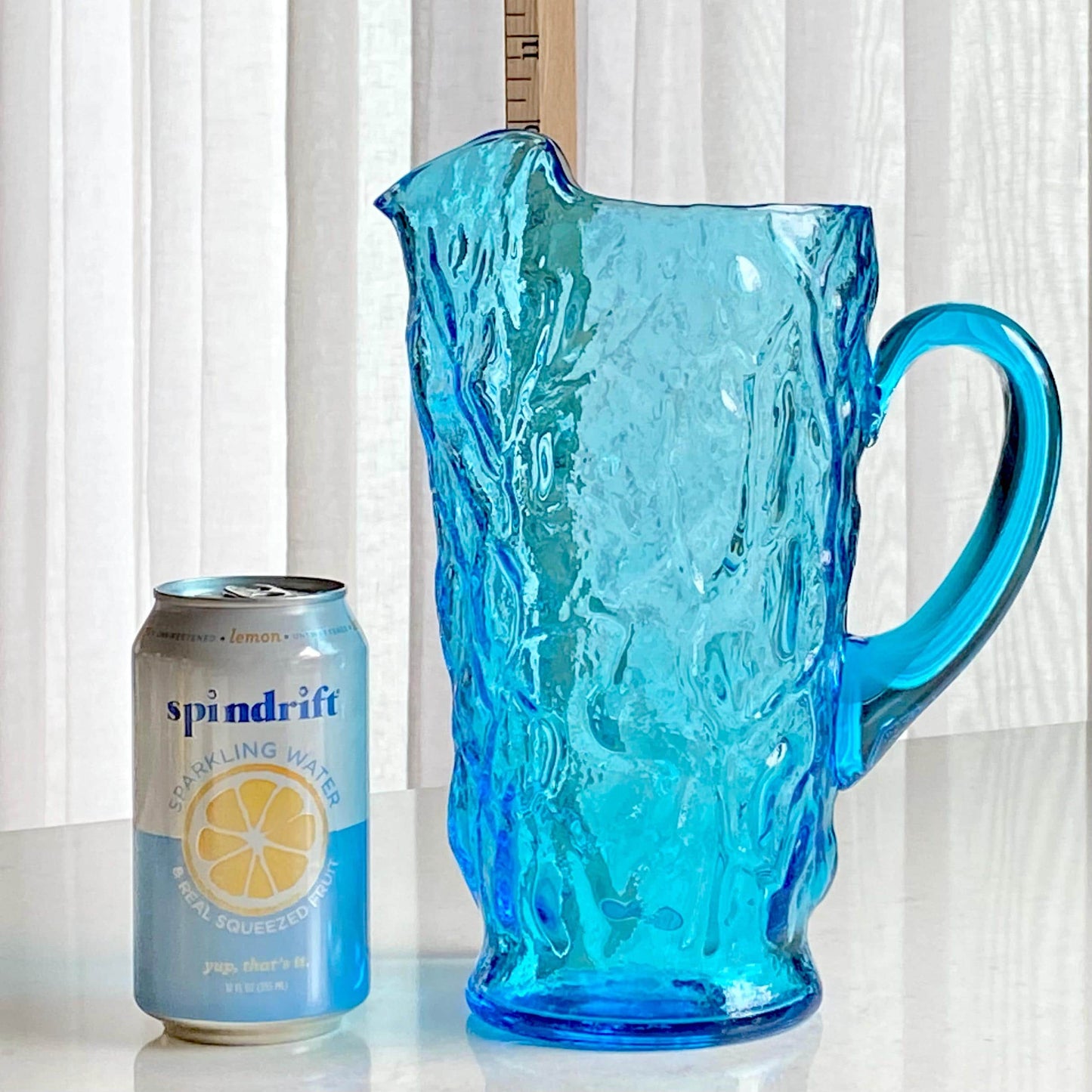 Vintage Seneca Driftwood Cornflower Blue 65 Ounce Crinkle Pitcher