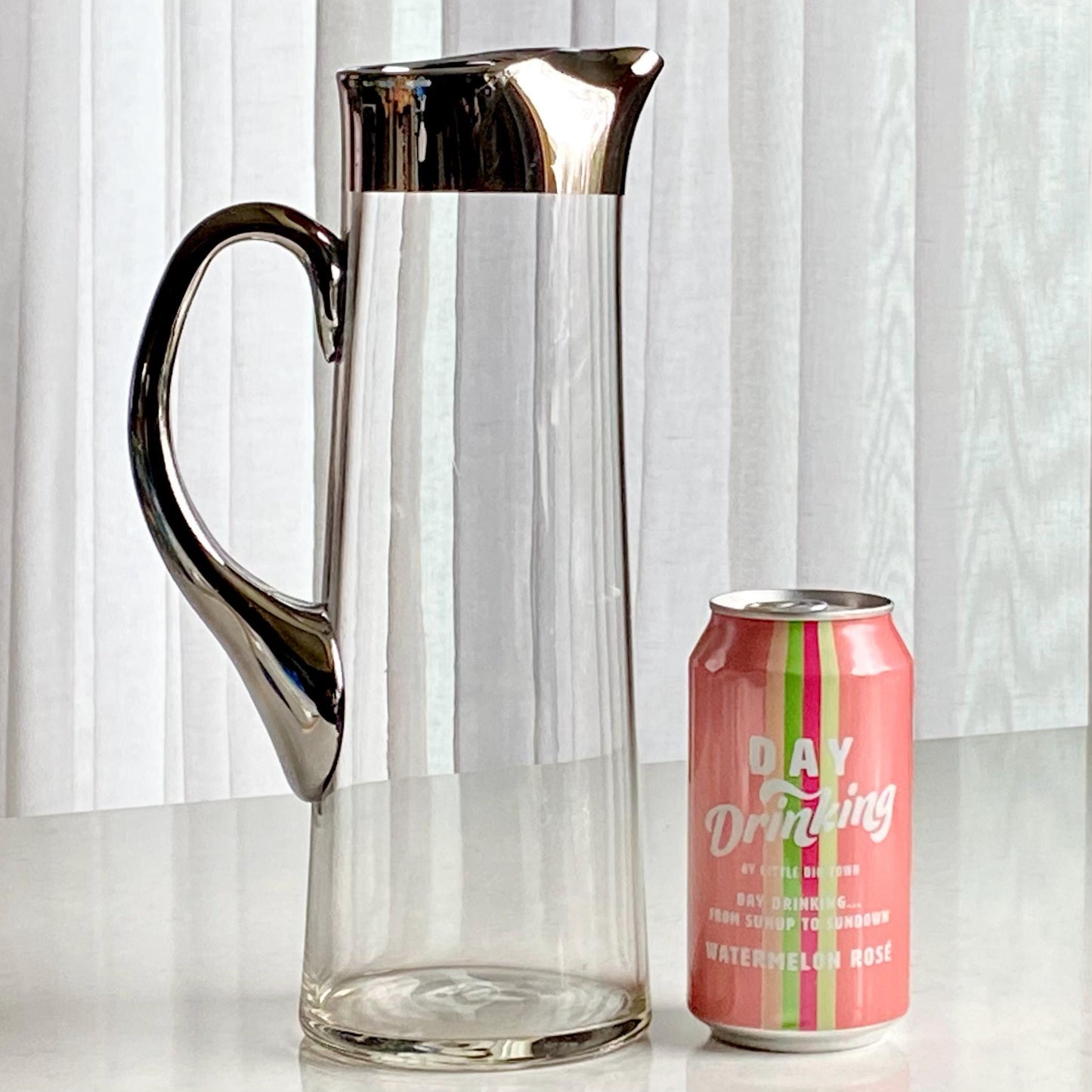 Vintage Silver Accented Carafe / Pitcher / Decanter