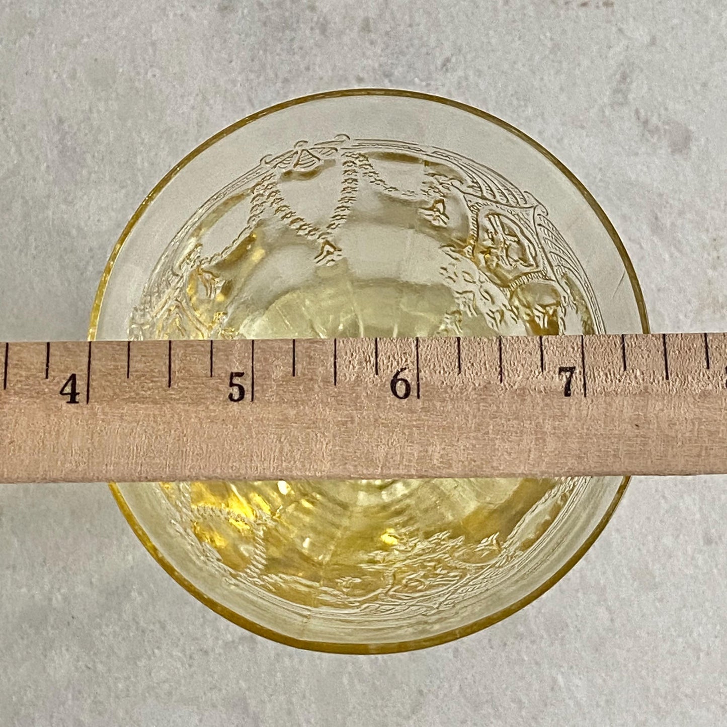 Vintage Anchor Hocking Cameo Dancing Ballerina Yellow Footed Glasses (circa 1930 - 1934) Set of 4