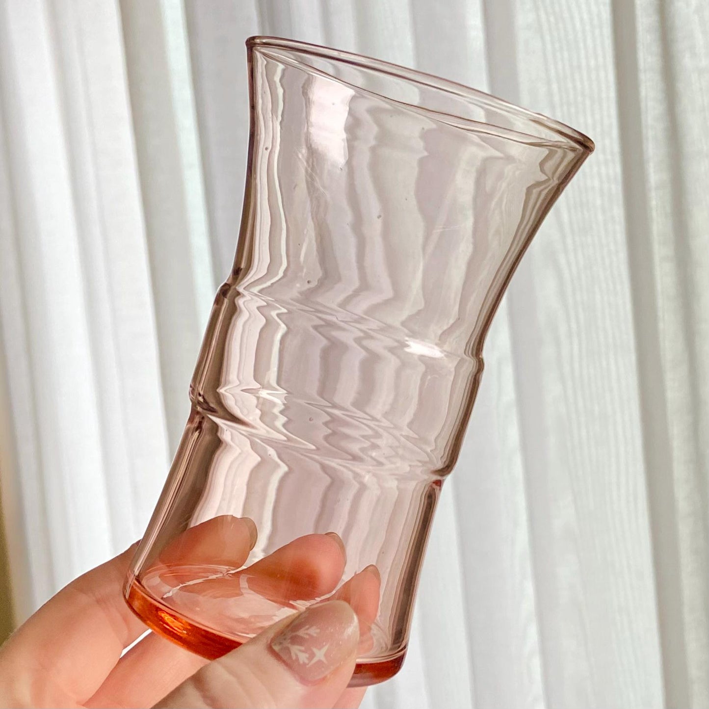 Vintage Libbey Pink Meridian Belted Tumbler Glasses (circa 1948) - Set of 5