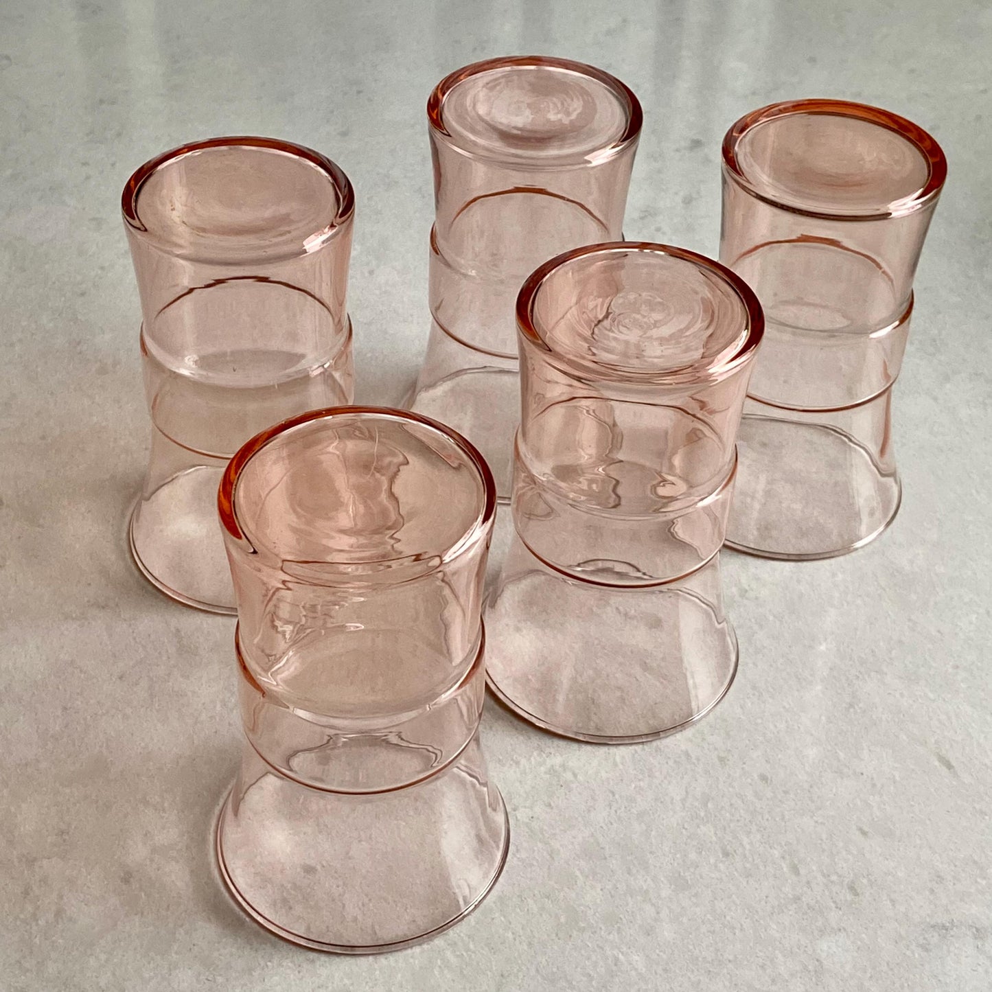 Vintage Libbey Pink Meridian Belted Tumbler Glasses (circa 1948) - Set of 5