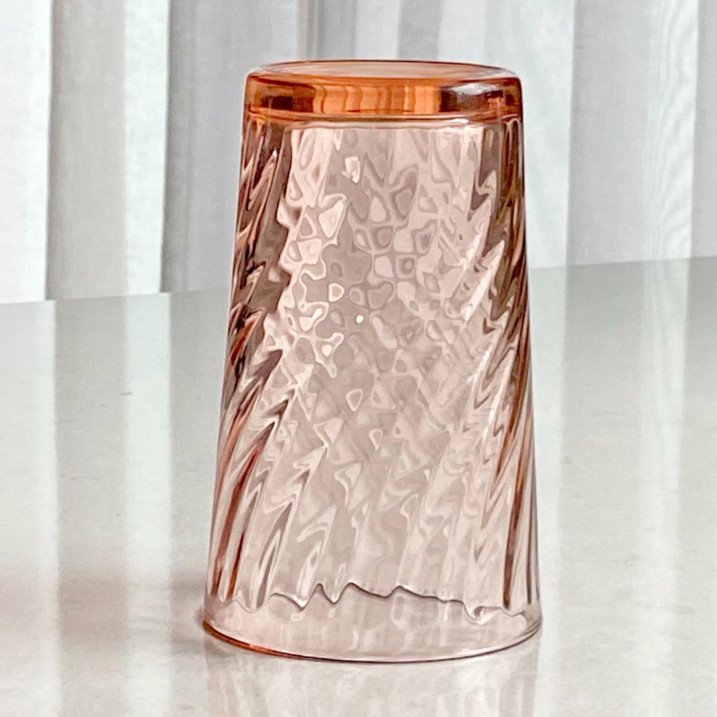 Vintage Rosaline Pink Optic Swirl Tumbler Glasses - Set of 5