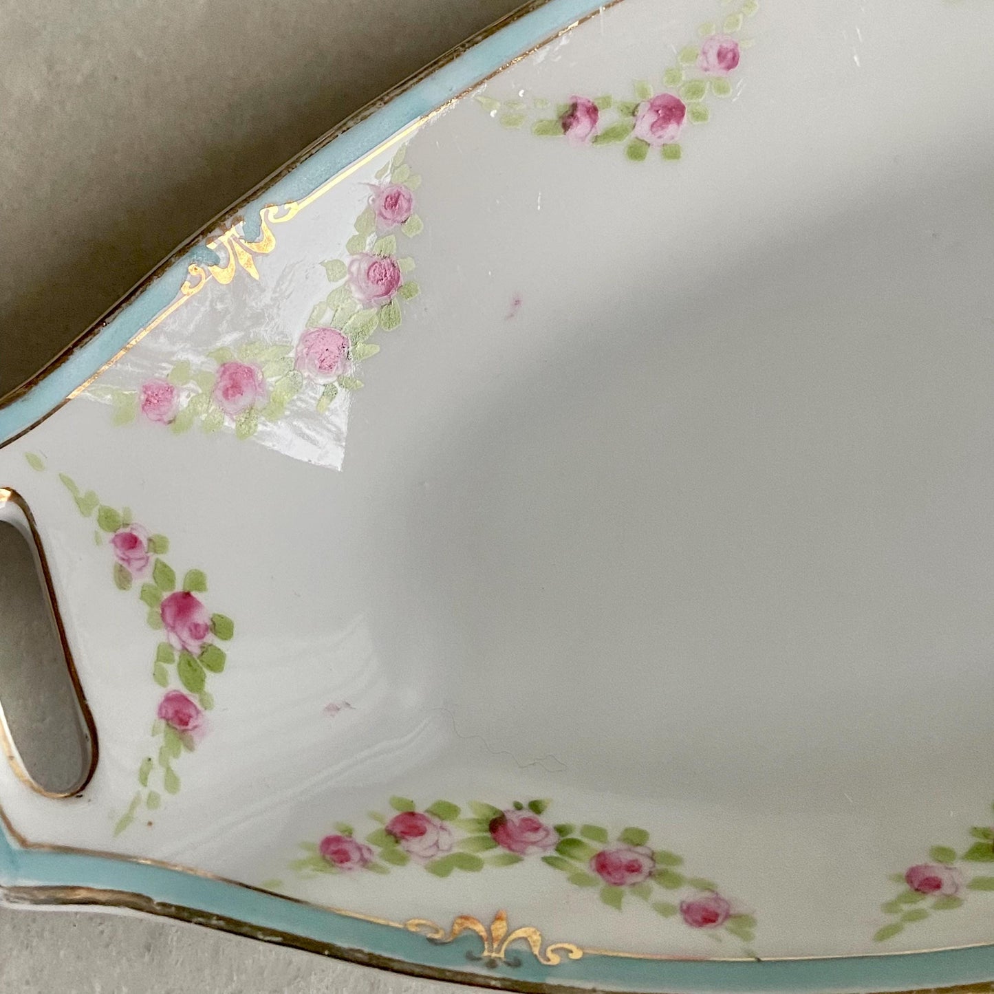 Vintage Gold Rimmed Hand Painted Nippon Celery Dish and Six (6) Sauce Dishes / Salt Cellars / Nut Dishes - Seven (7) Pieces Total