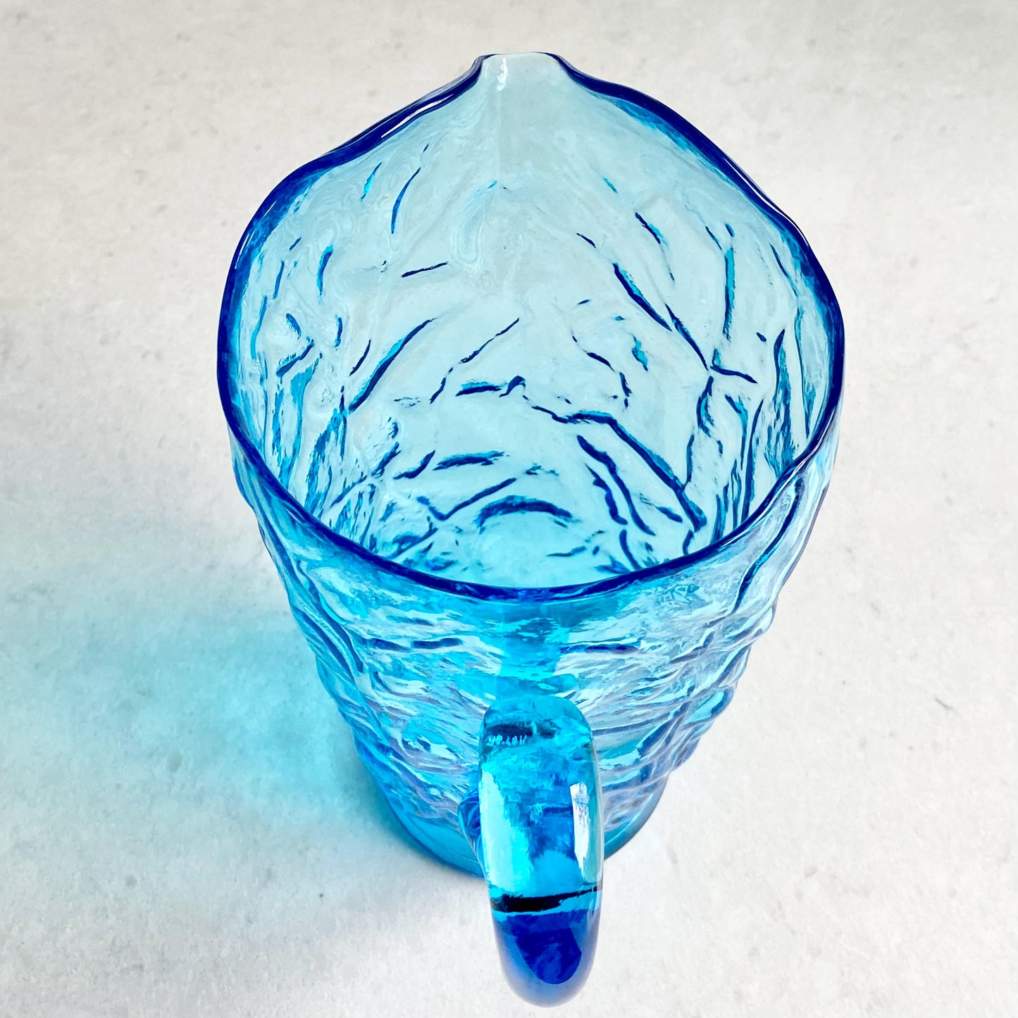 Vintage Seneca Driftwood Cornflower Blue 65 Ounce Crinkle Pitcher