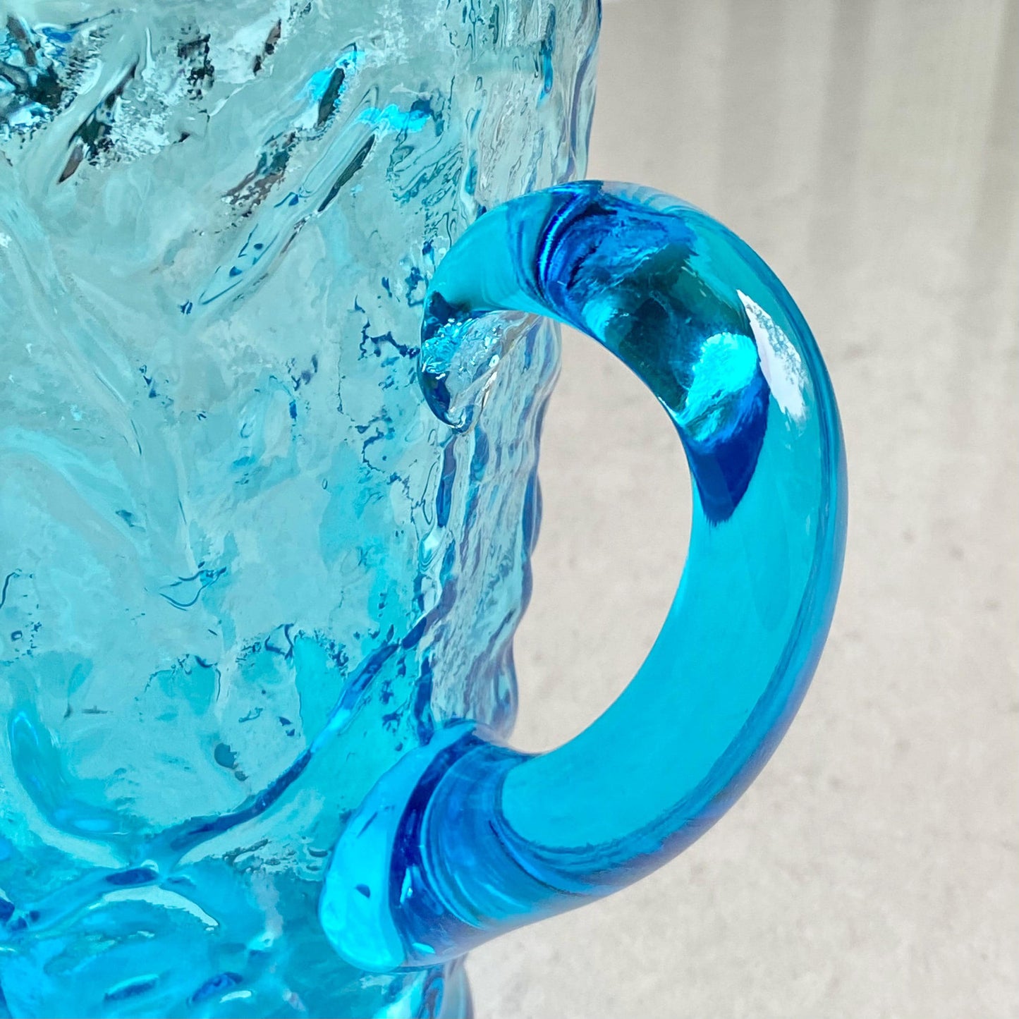 Vintage Seneca Driftwood Cornflower Blue 65 Ounce Crinkle Pitcher
