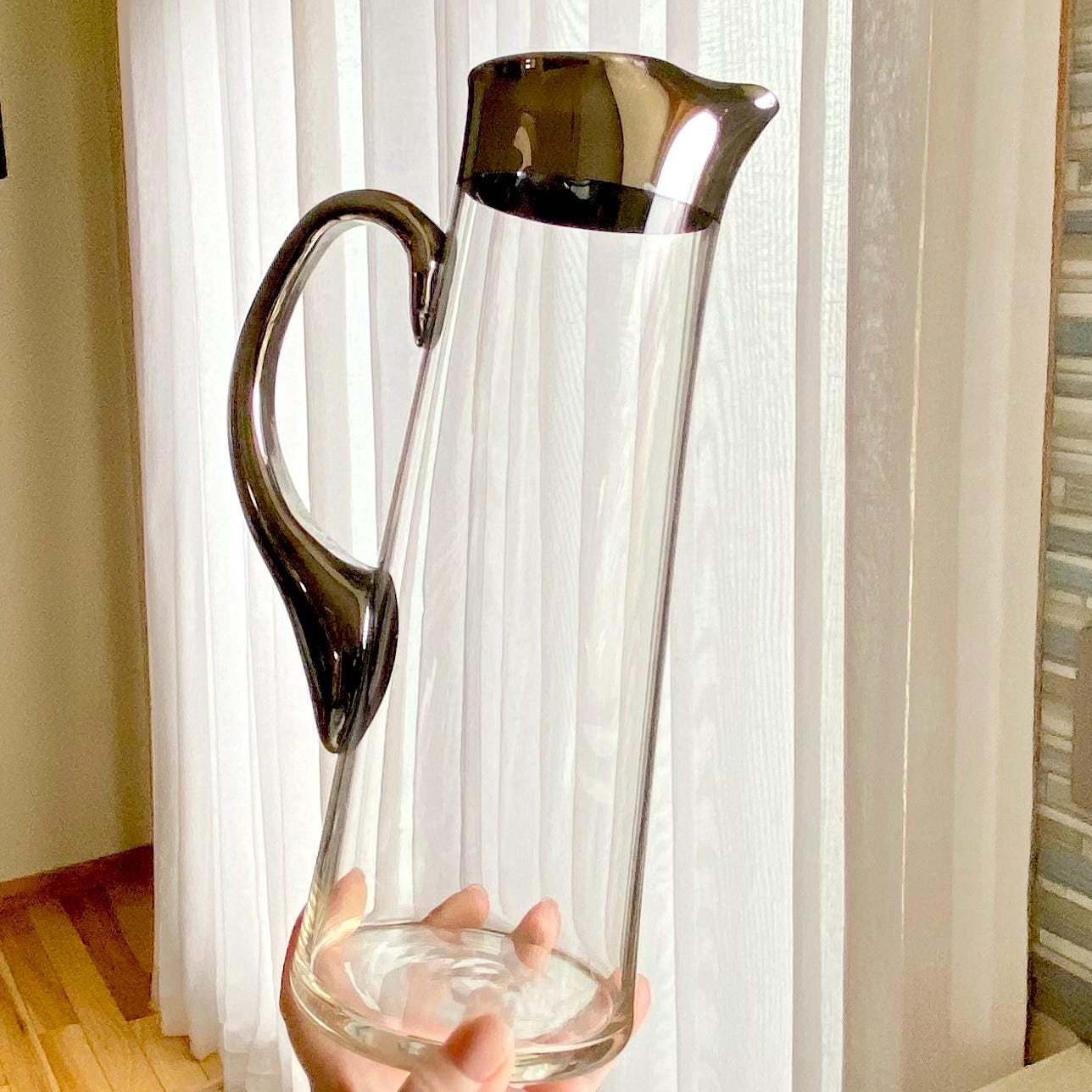 Vintage Silver Accented Carafe / Pitcher / Decanter