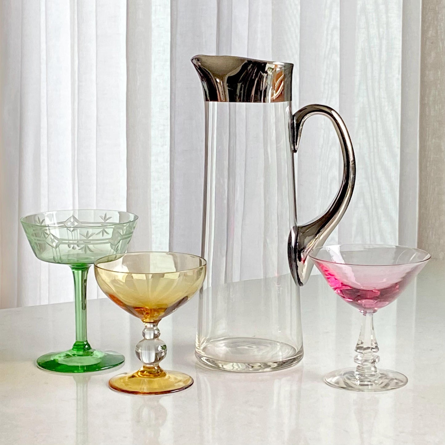 Vintage Silver Accented Carafe / Pitcher / Decanter