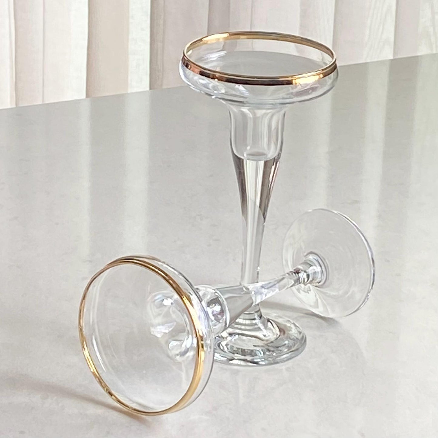 Vintage Gold Rim Candlestick Holders - Set of 2