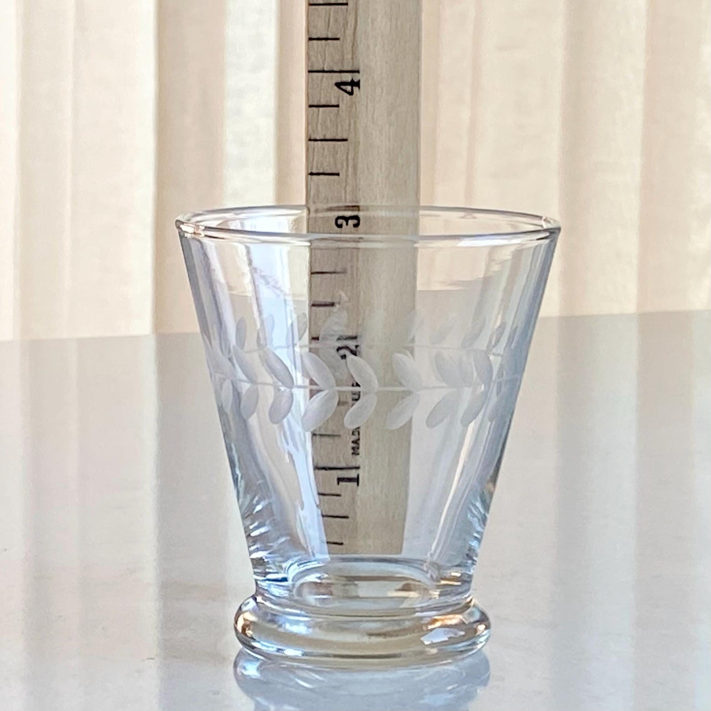 Vintage Anchor Hocking Gray Cut Laurel 4 Ounce Tumbler Glasses - Set of 4