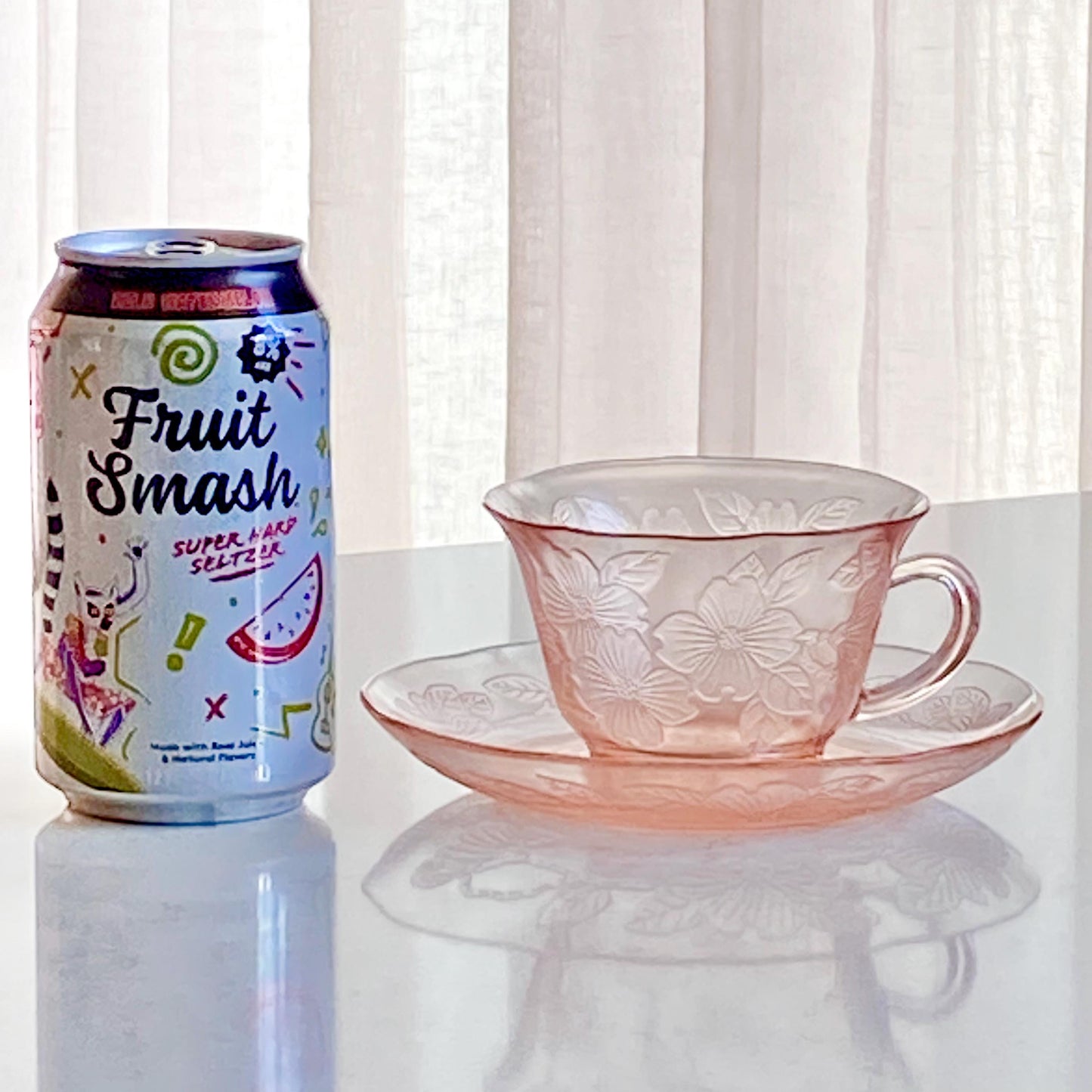Vintage MacBeth Evans Dogwood Pink Cups and Saucers (circa 1930 - 1934) - 5 Sets, 10 pieces total
