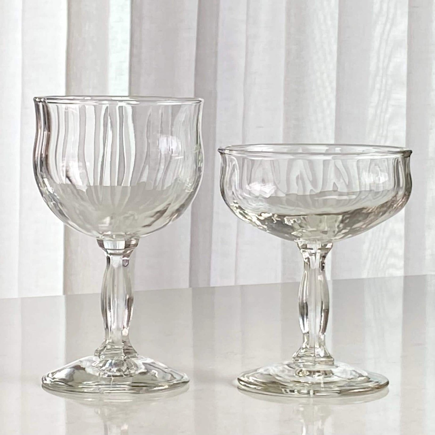 Vintage Optic Ribbed Wine / Cocktail Glasses - Set of 6 (#OR2)