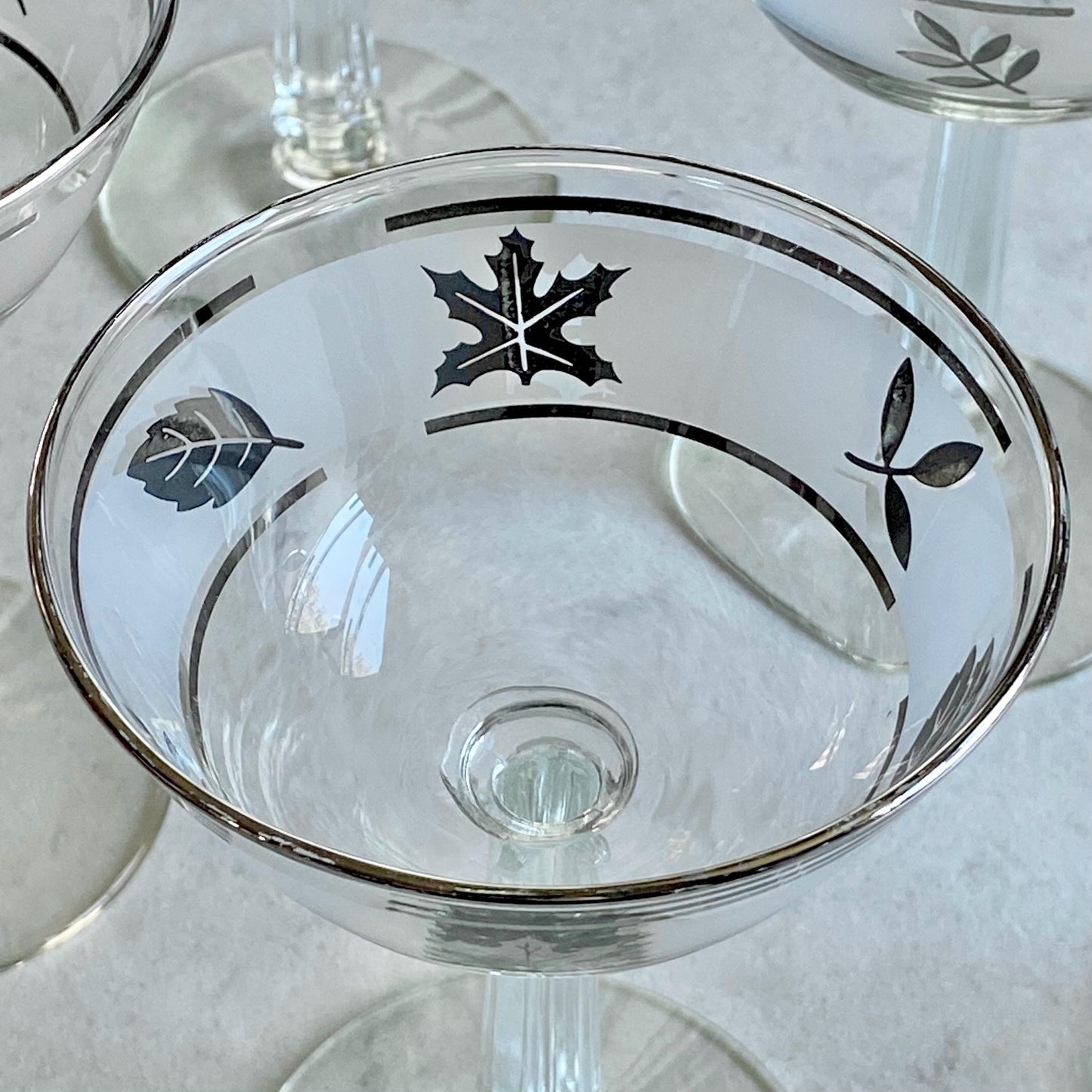 Vintage Libbey Silver Leaf Champagne Coupes / Cocktail Glasses (cirrca 1953 - 1978) - Set of 6