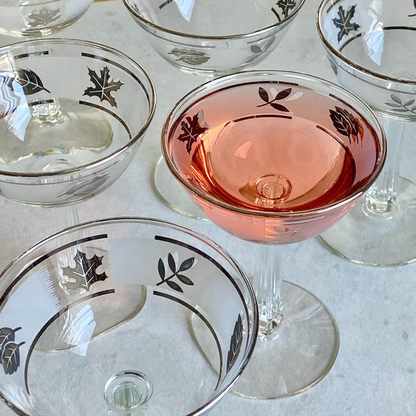 Vintage Libbey Silver Leaf Champagne Coupes / Cocktail Glasses (cirrca 1953 - 1978) - Set of 6
