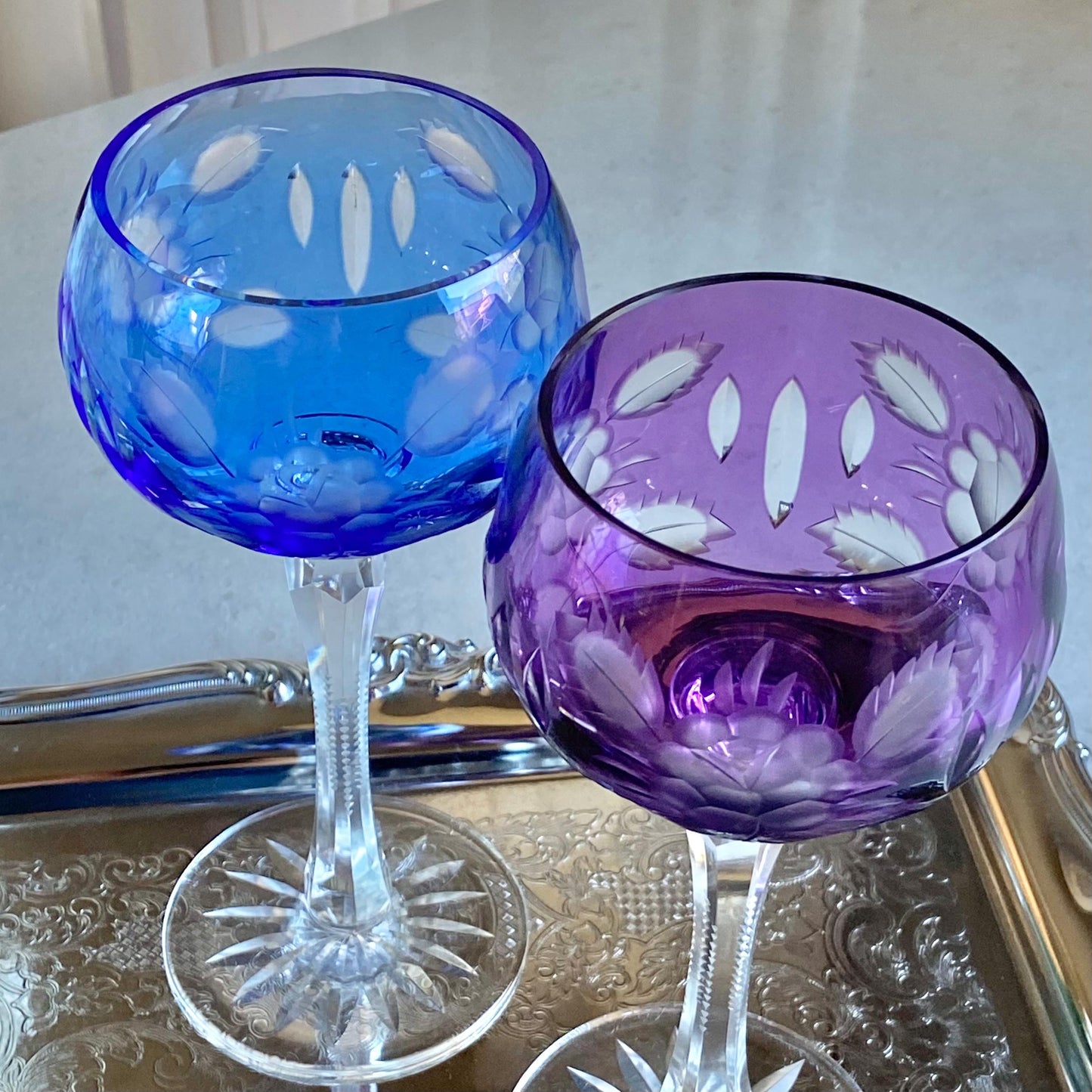 Vintage Cut to Clear Glasses - Set of 2