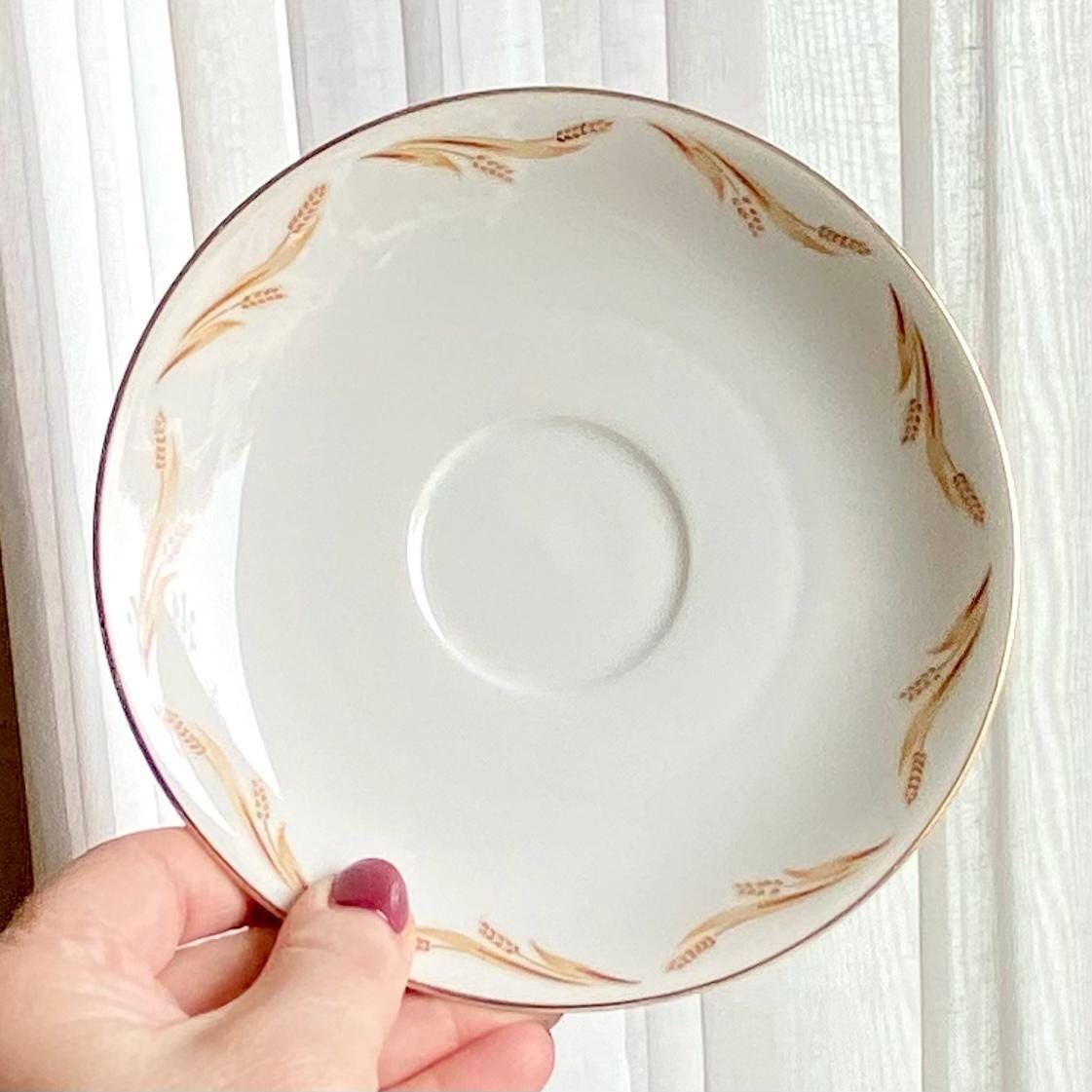 Vintage Abalone China Golden Grain Cups and Saucers - 4 Sets, 8 pieces total