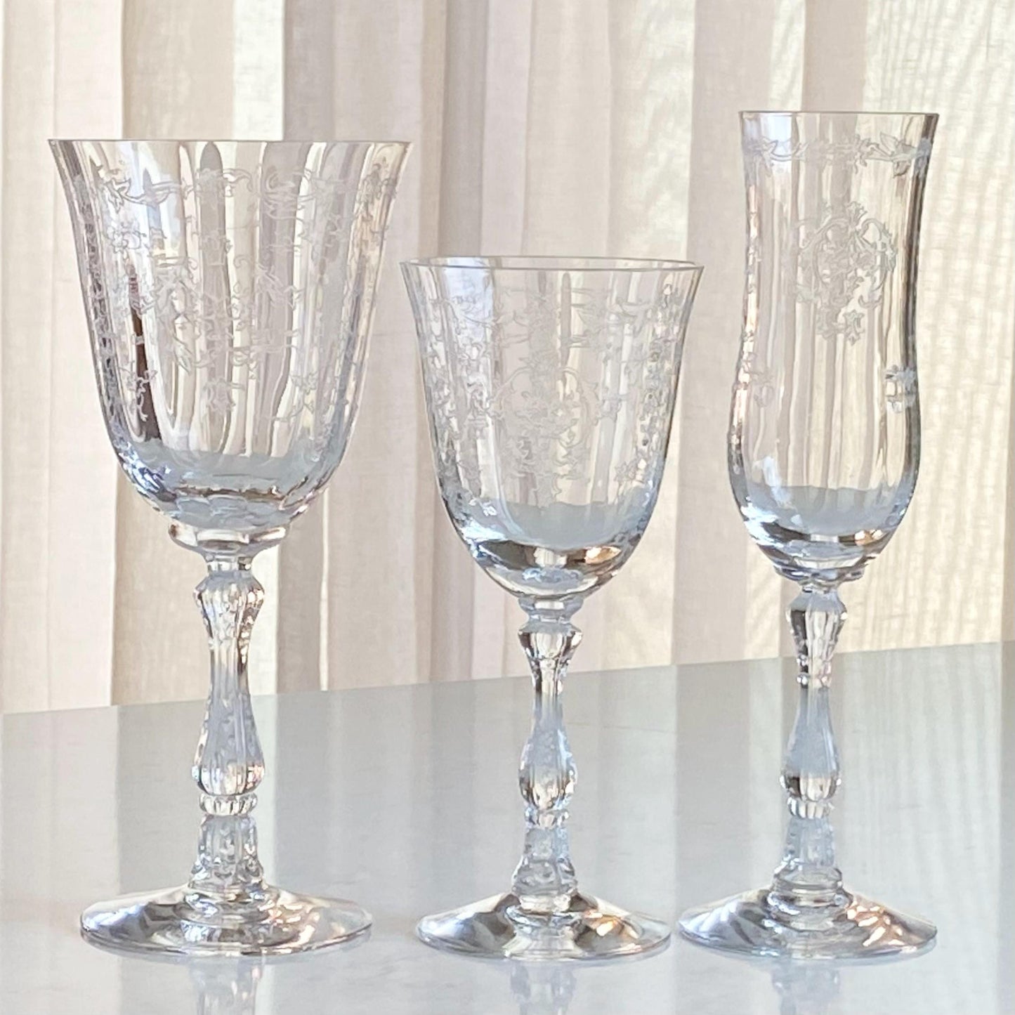 Vintage Fostoria Navarre Glasses (circa 1936 - 1982) - Set of 4 Champagne Flutes
