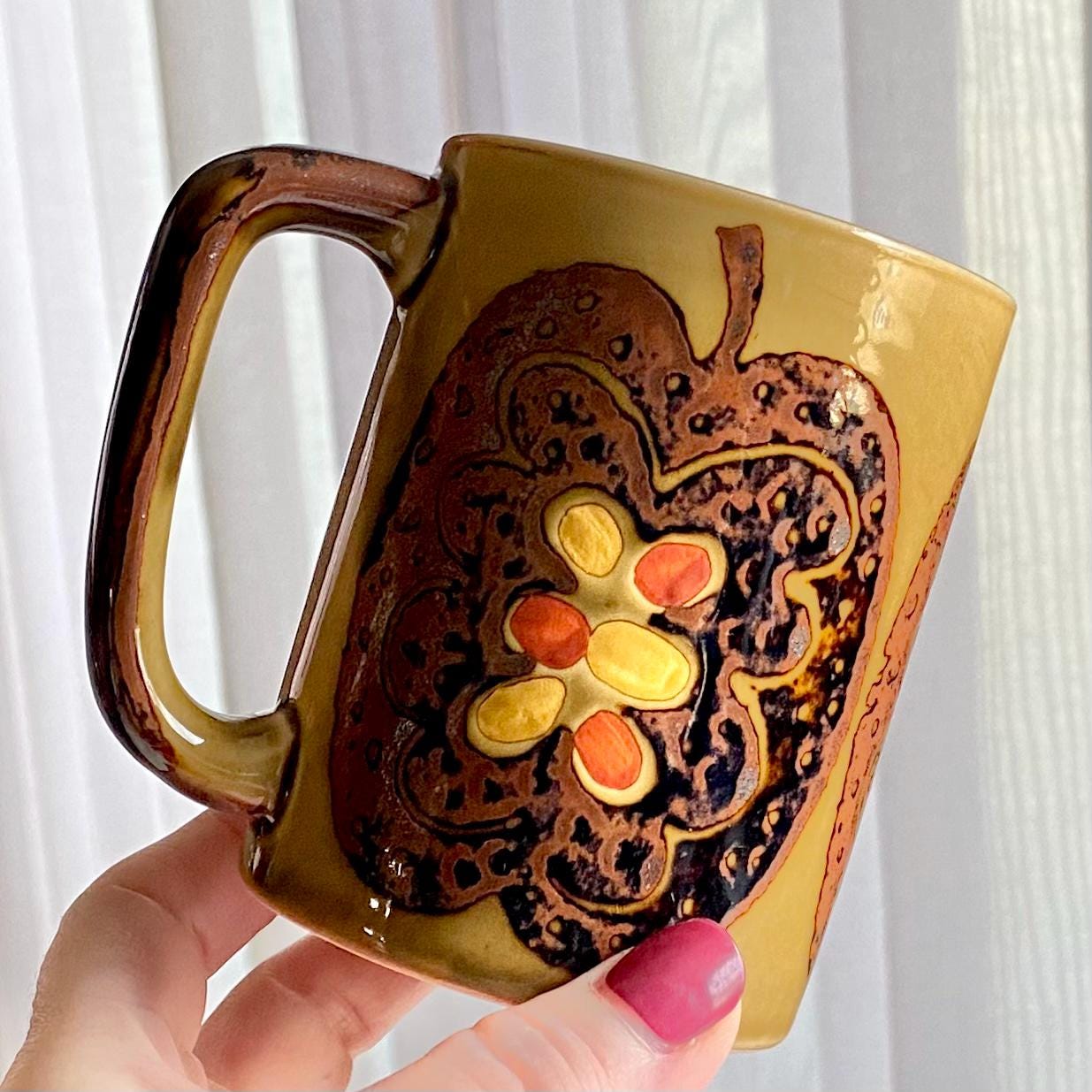Vintage Otagiri Owl, Flower and Apple Mugs - Set of 4