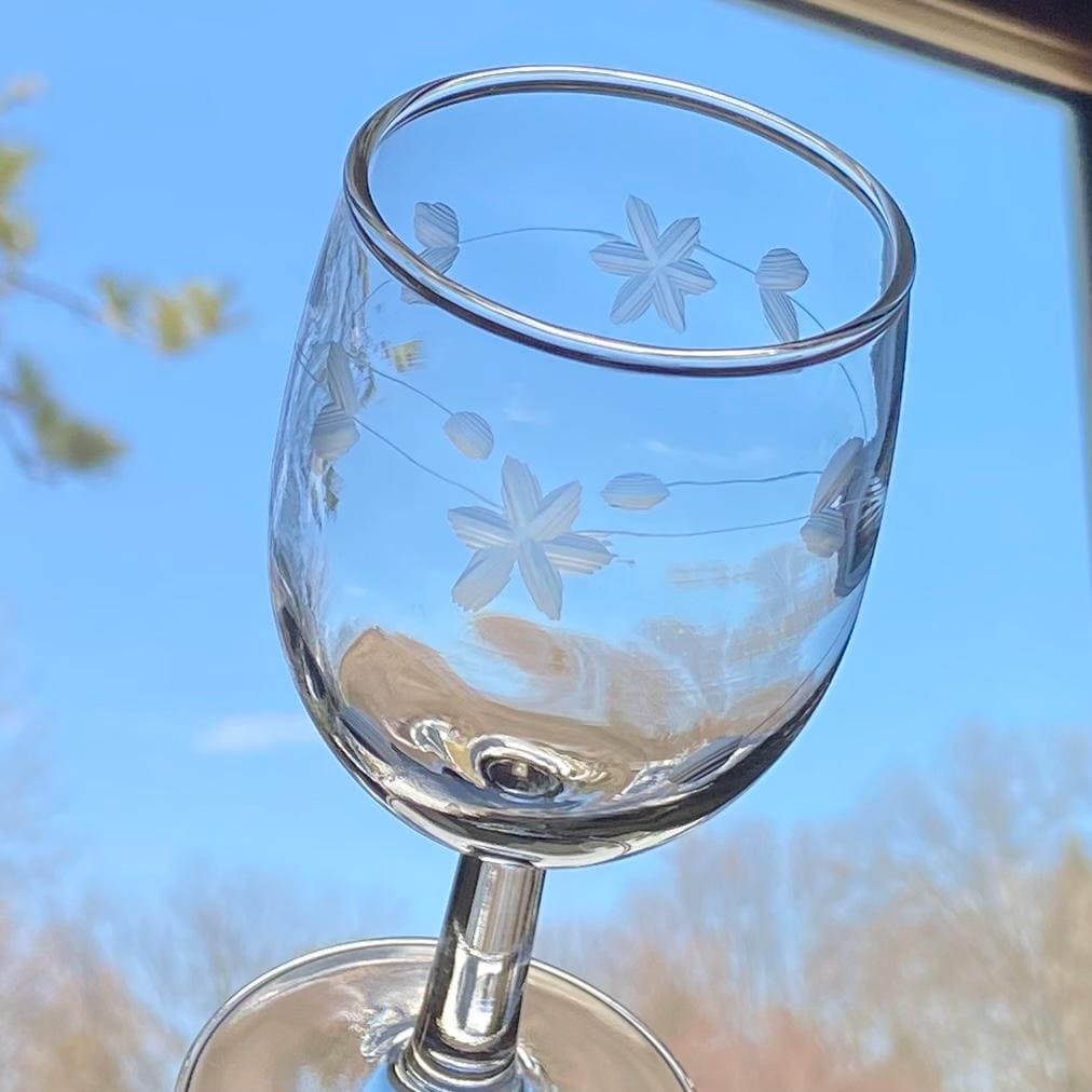 Vintage Etched Glasses - Set of 6